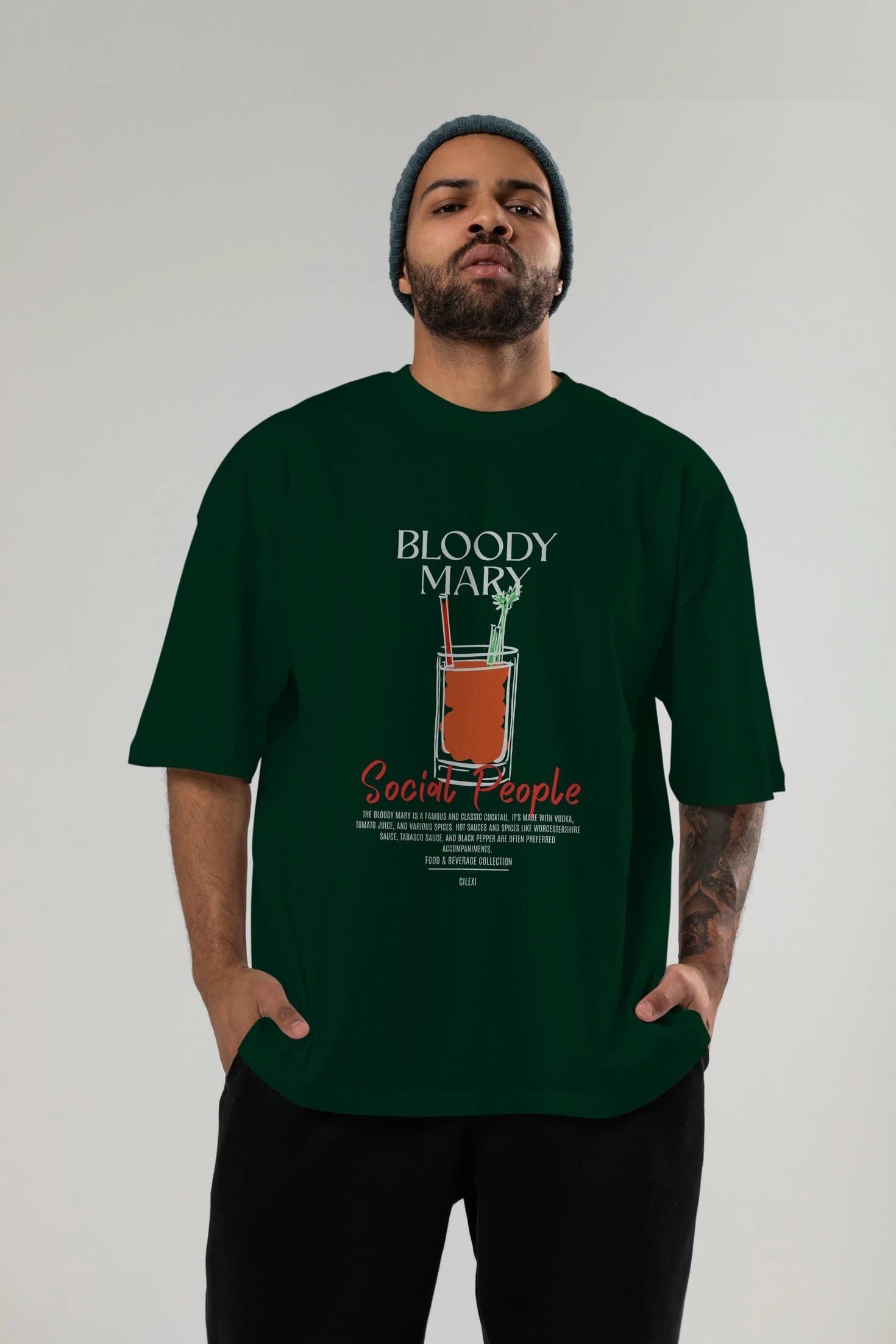 Bloody Mary Kokteyl Serisi ön Baskılı Oversize t-shirt Erkek Kadın %100 Pamuk Bisiklet Yaka tişort