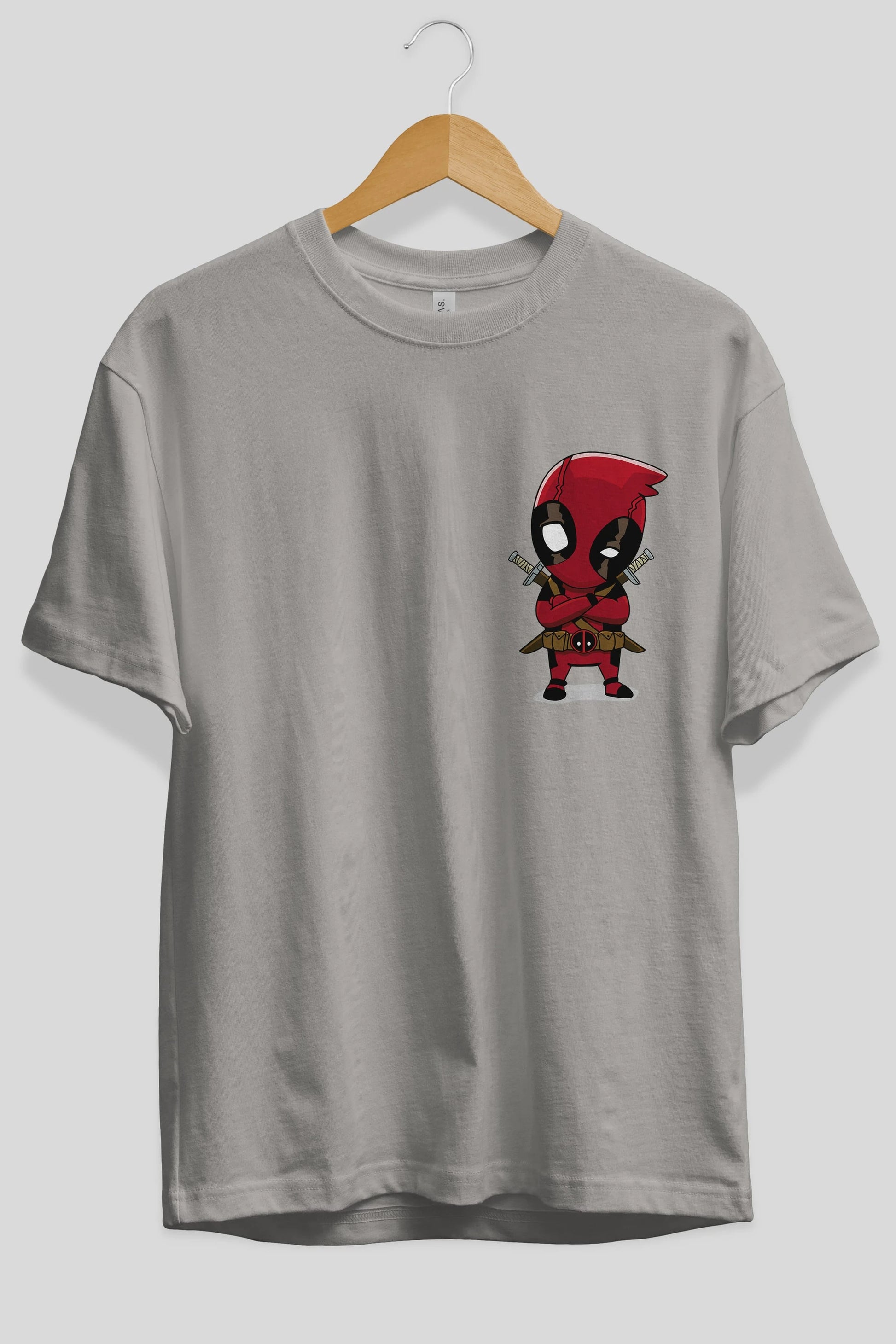 Deadpool (19) Ön Sol Baskılı Oversize t-shirt Erkek Kadın Unisex %100 Pamuk Bisiklet Yaka tişort