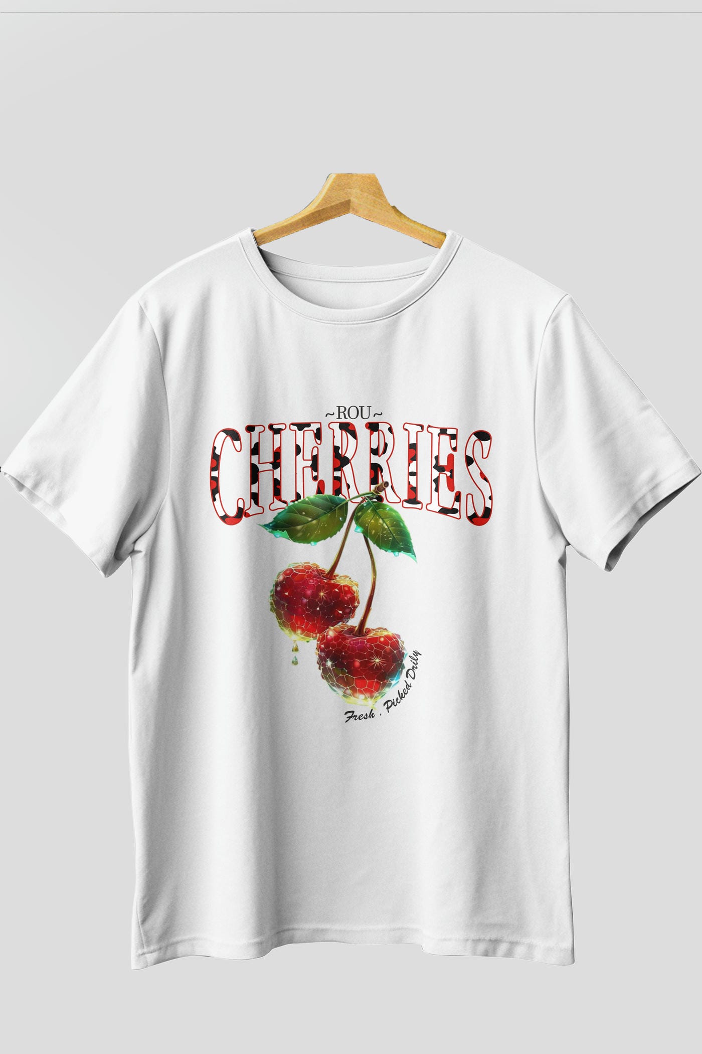 Cherry Cherries 7 Ön Baskılı Oversize t-shirt Erkek Kadın Pamuk Bisiklet Yaka tişort