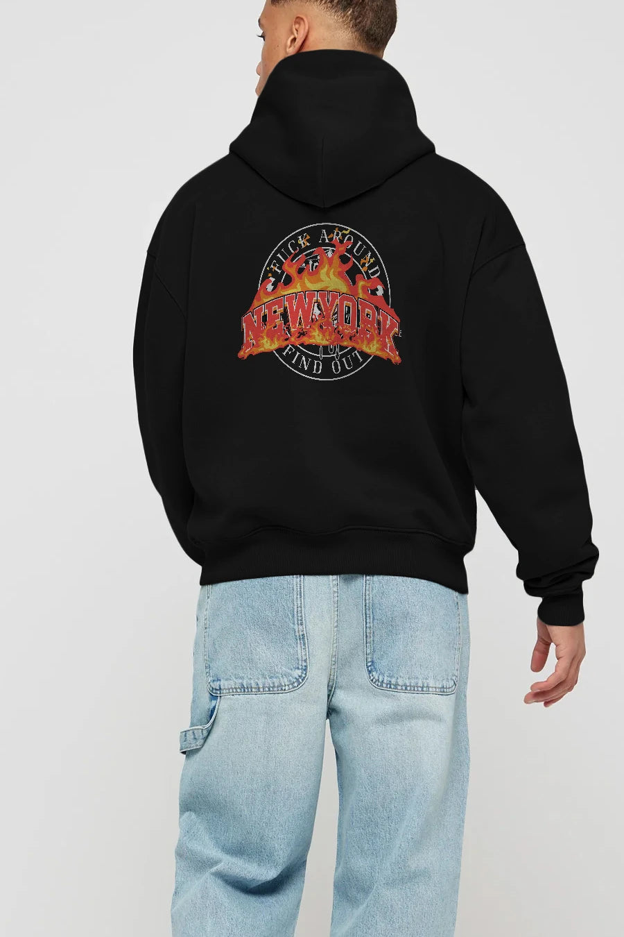 Newyork Style Arka Baskılı Hoodie Oversize Kapüşonlu Sweatshirt Erkek Kadın Unisex