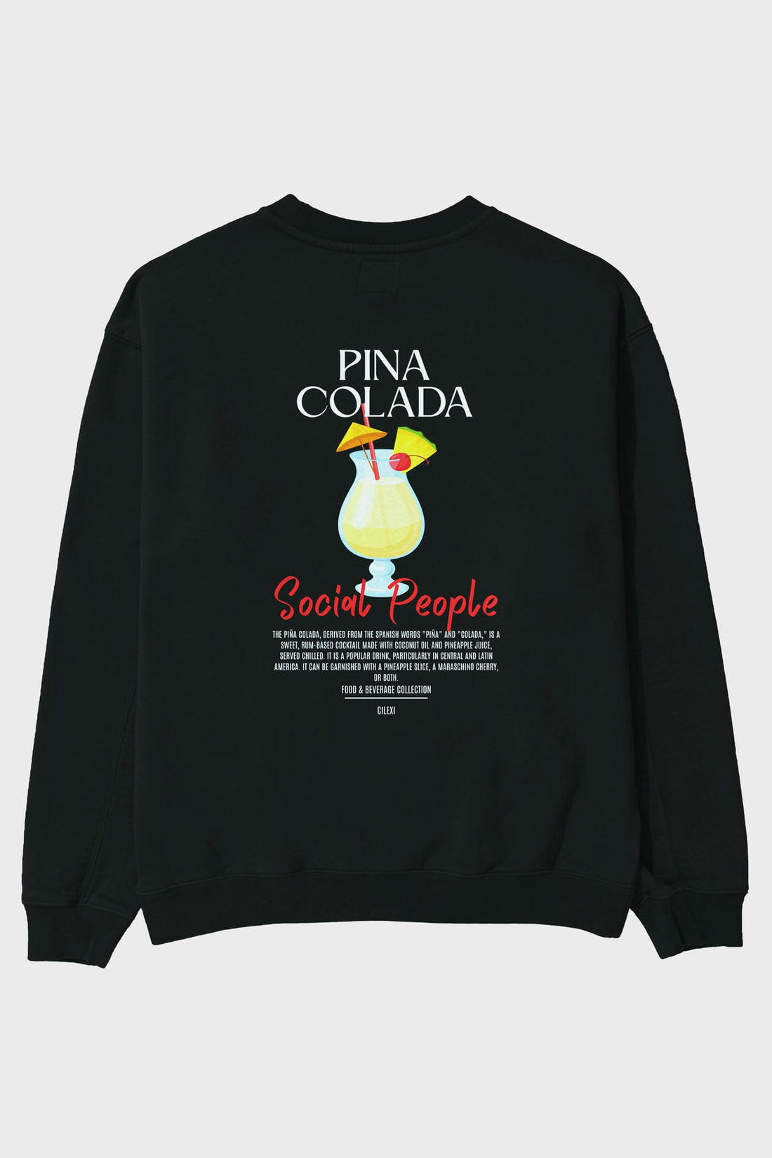 Pina Colada Arka Baskılı Oversize Sweatshirt Erkek Kadın Unisex