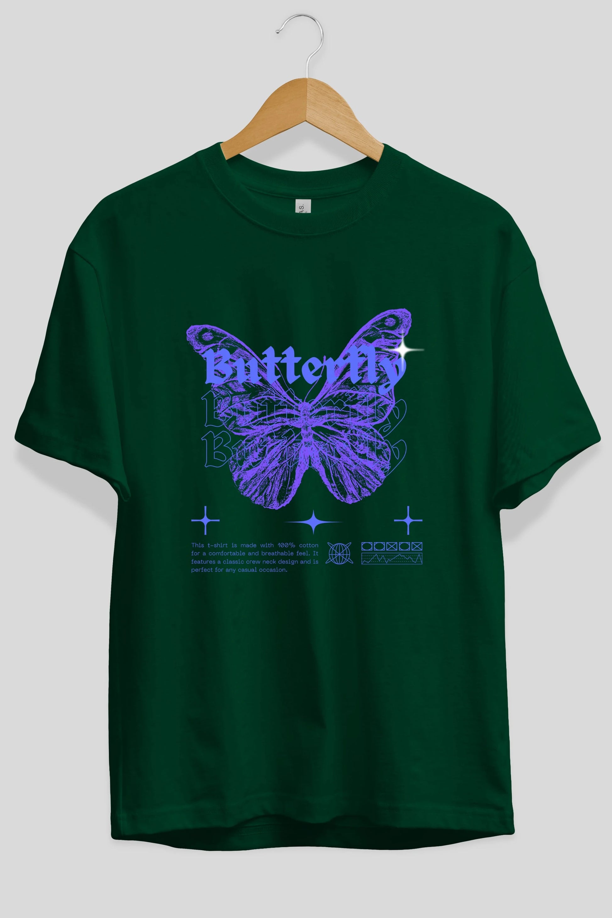 Butterfly Streetwear Ön Baskılı Oversize t-shirt Erkek Kadın Unisex
