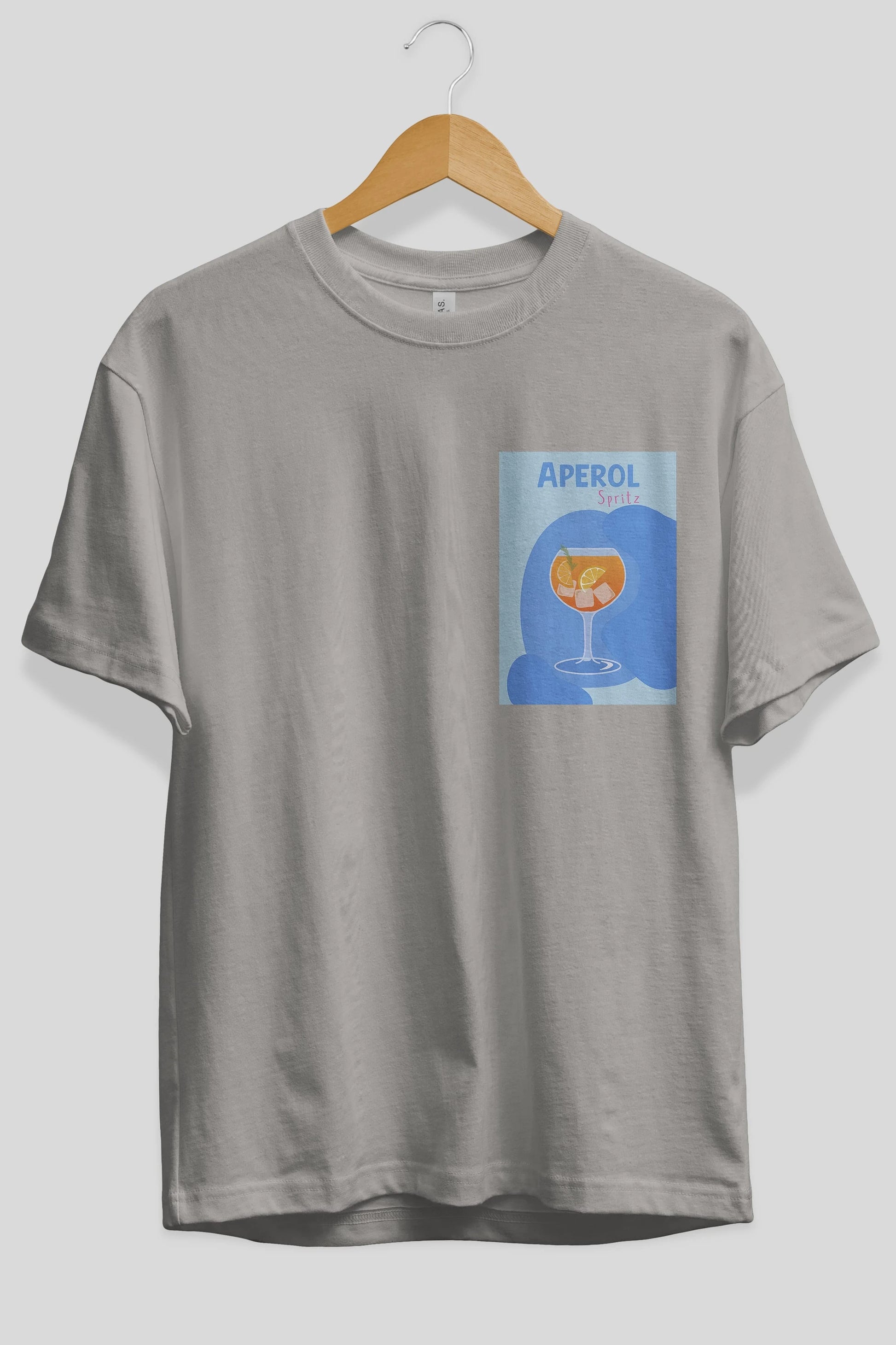 Aperol Spritz 10 Ön Sol Baskılı Oversize t-shirt Erkek Kadın Unisex %100 Pamuk Bisiklet Yaka tişort