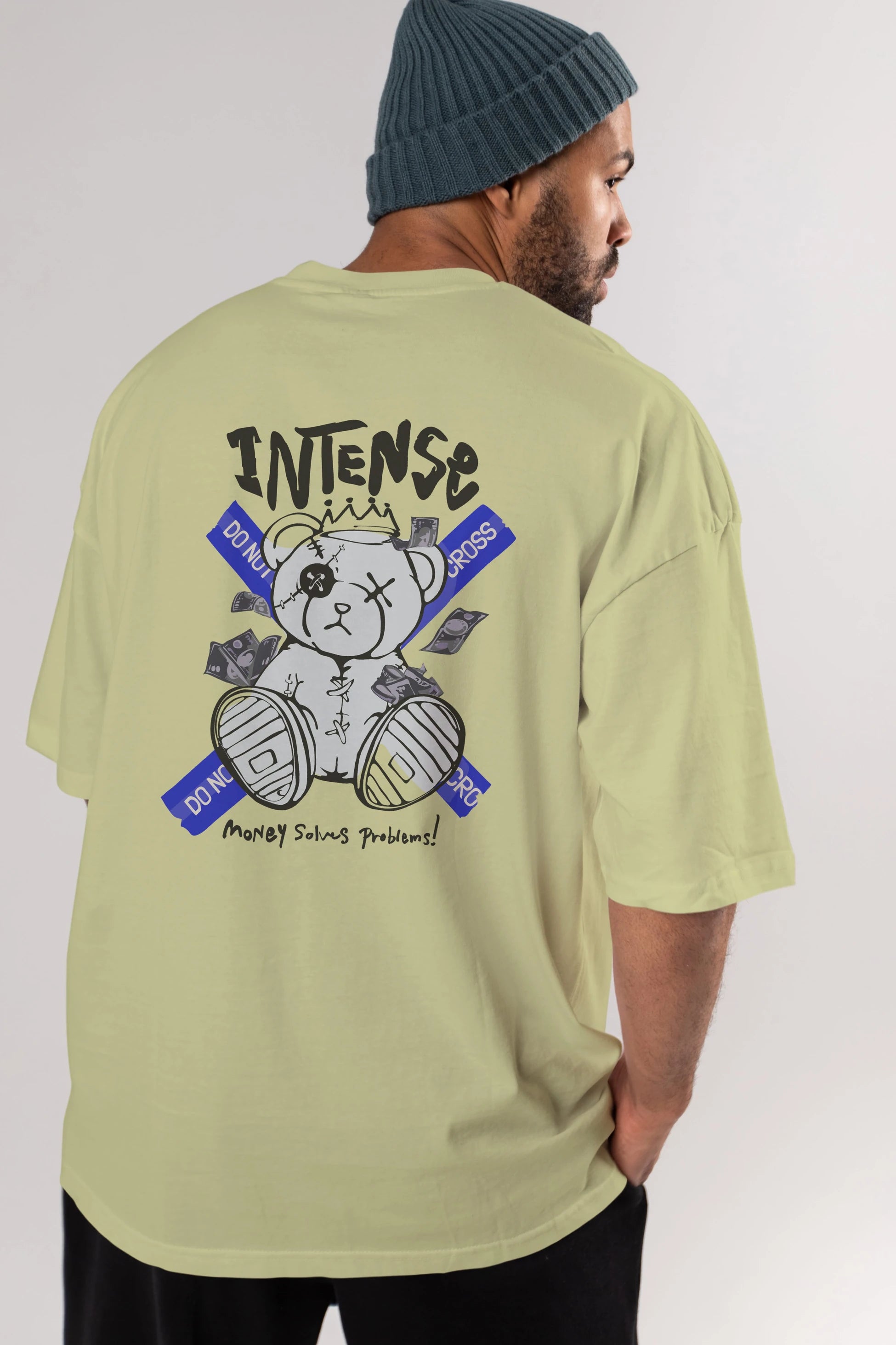 Teddy Bear intense Arka Baskılı Oversize t-shirt Erkek Kadın Unisex