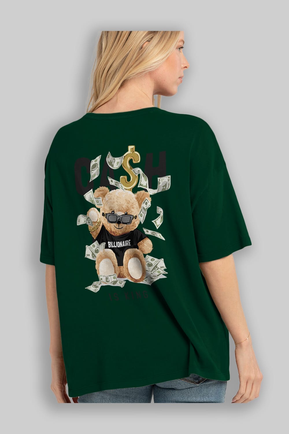 Teddy Bear Billionaire Arka Baskılı Oversize t-shirt Erkek Kadın Unisex %100 Pamuk