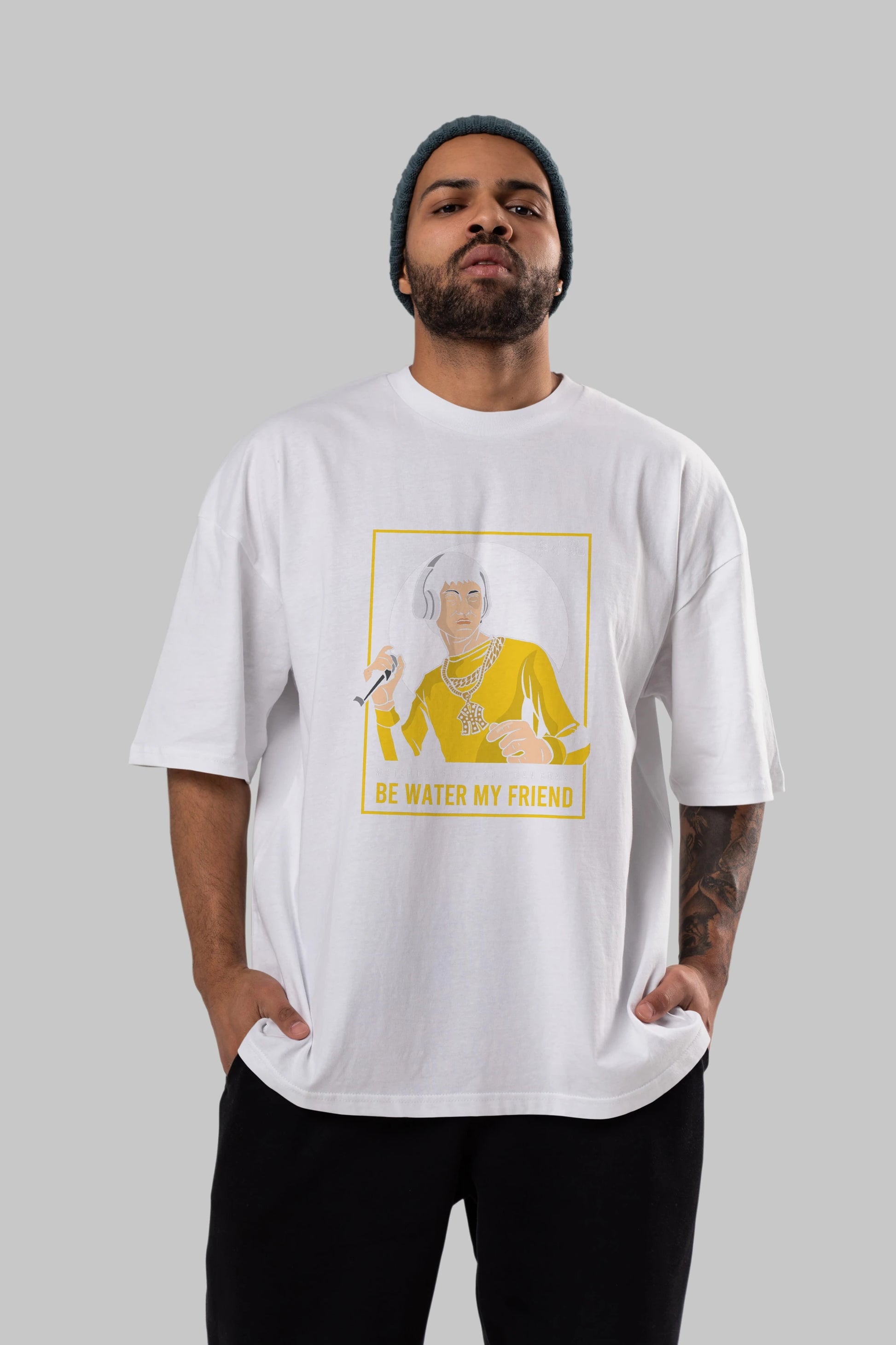 Bruce Lee Rapper Ön Baskılı Oversize t-shirt Erkek Kadın Unisex %100 Pamuk tişort