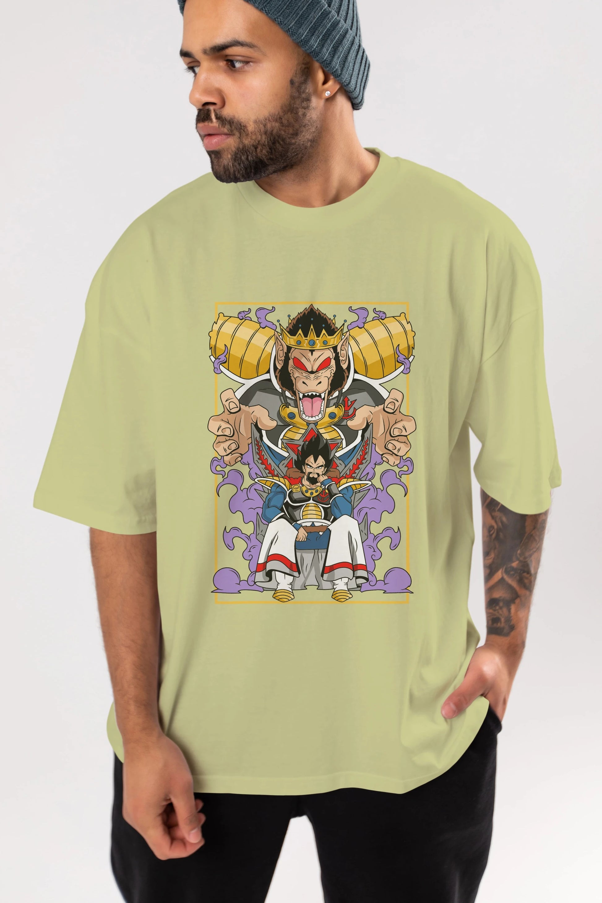 DragonBall ReyVegeta Anime Ön Baskılı Oversize t-shirt %100 pamuk Erkek Kadın Unisex