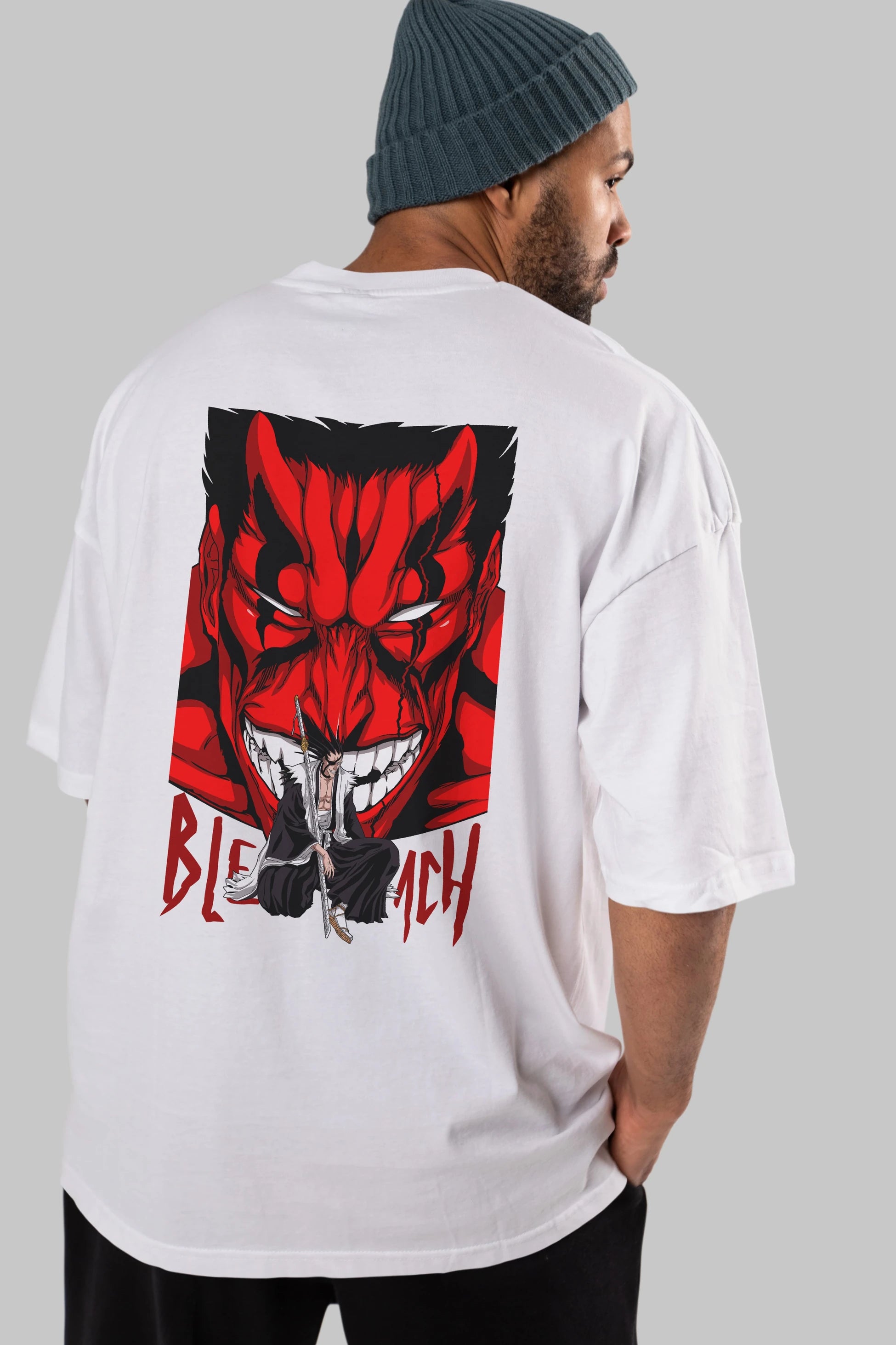 KENPACHI ZARAKI BLEACH Anime Arka Baskılı Oversize t-shirt Erkek Kadın Unisex