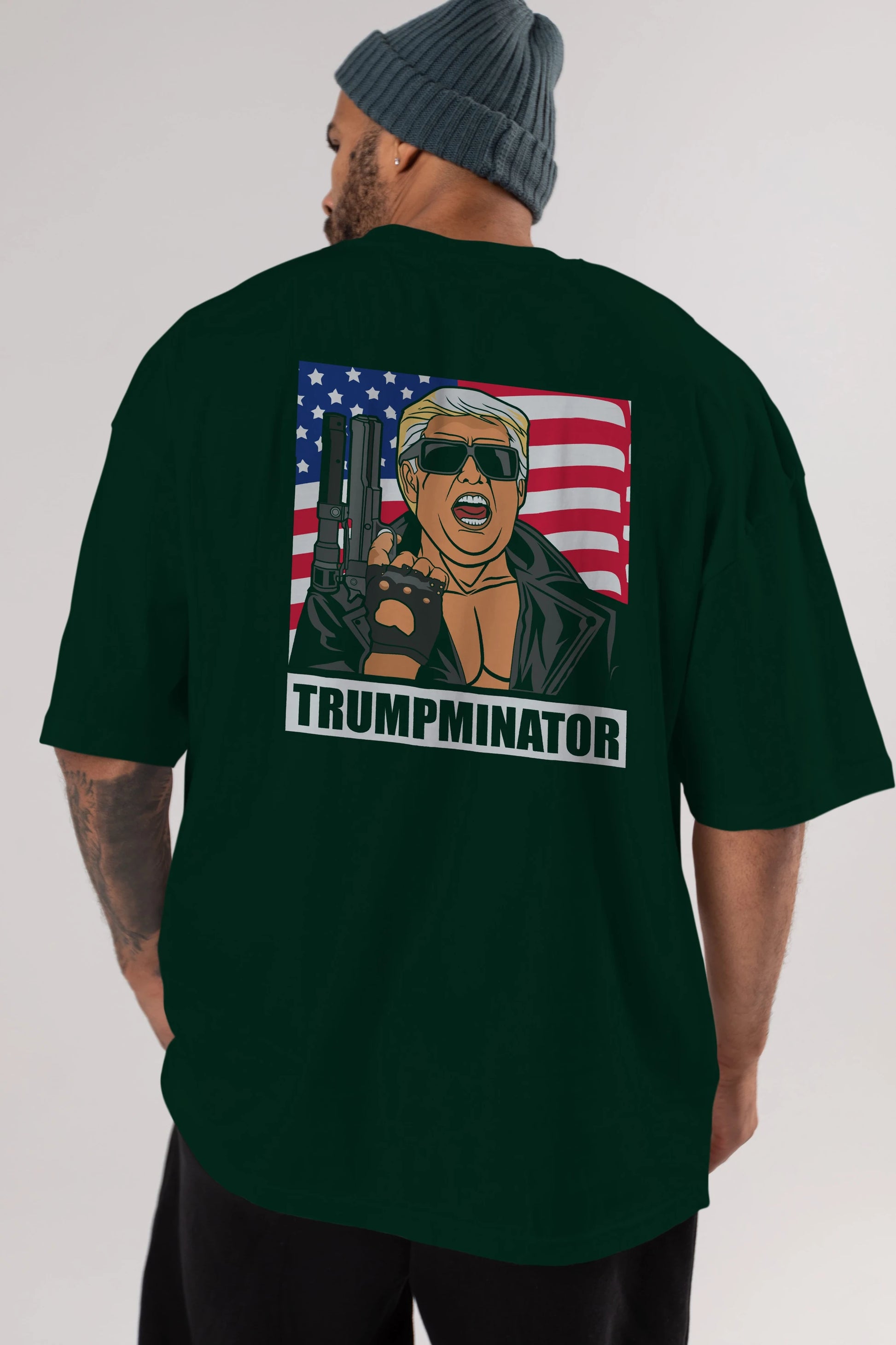 Trumpminator Arka Baskılı Oversize t-shirt Erkek Kadın Unisex %100 Pamuk tişort