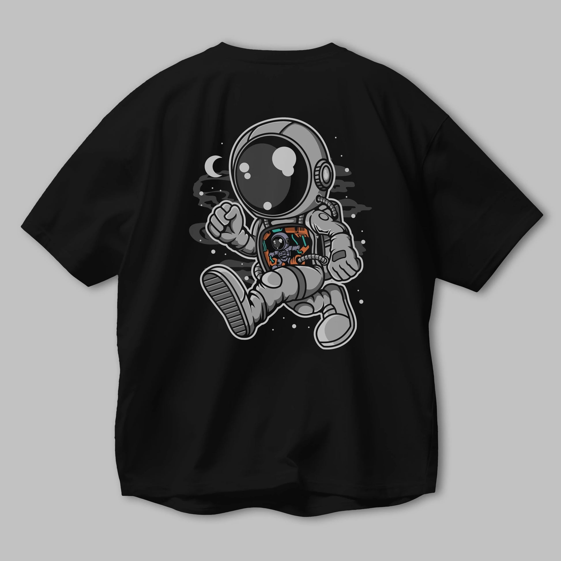 Astronaut Robotic Machine Arka Baskılı Oversize t-shirt Erkek Kadın Unisex