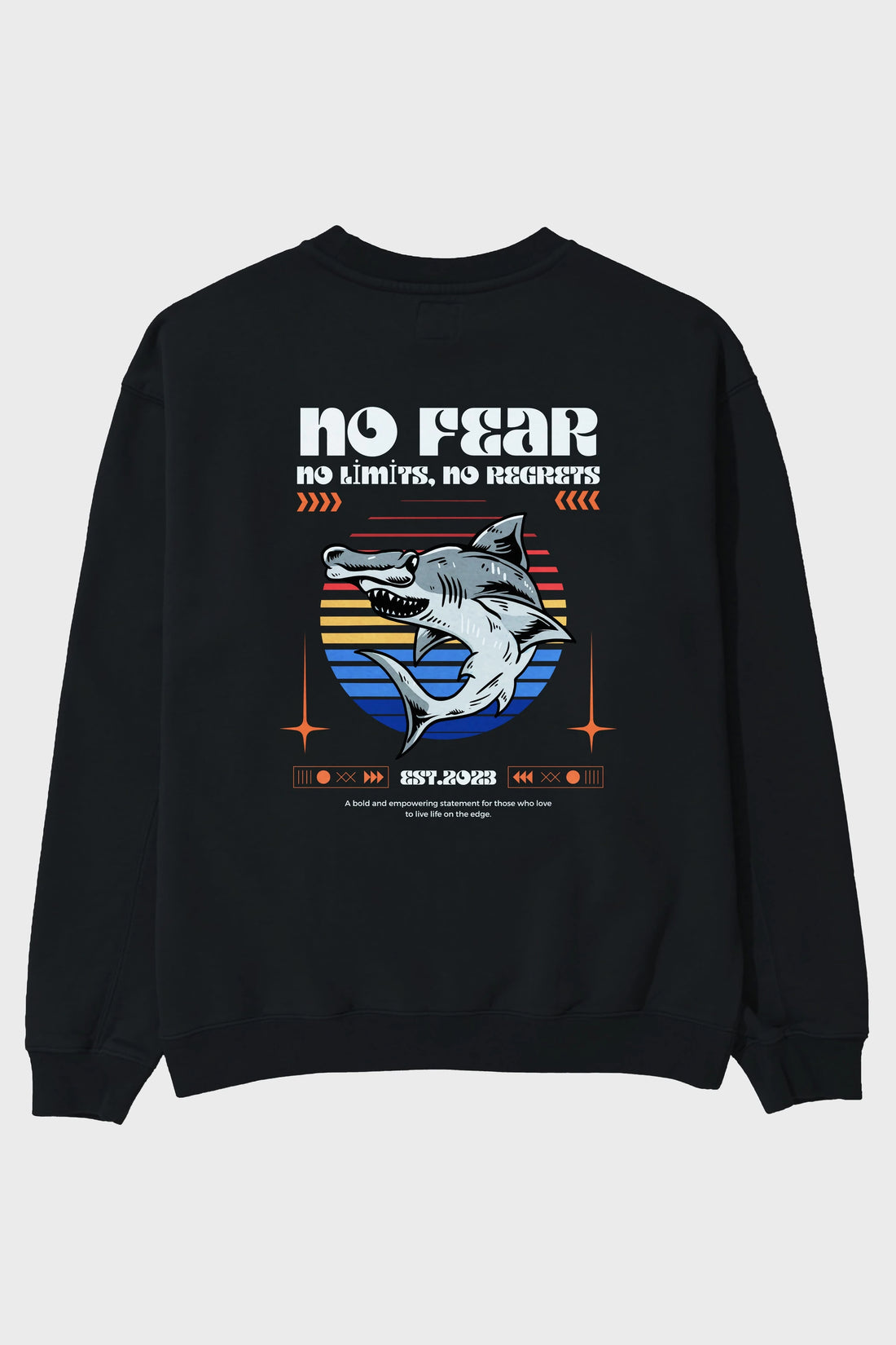 No Fear Yazılı Arka Baskılı Oversize Sweatshirt Erkek Kadın Unisex