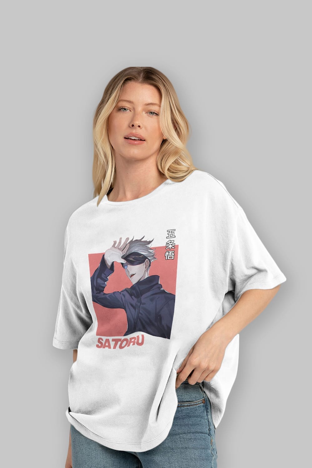 SATORU GOJO 2 Anime Ön Baskılı Oversize t-shirt %100 pamuk Erkek Kadın Unisex