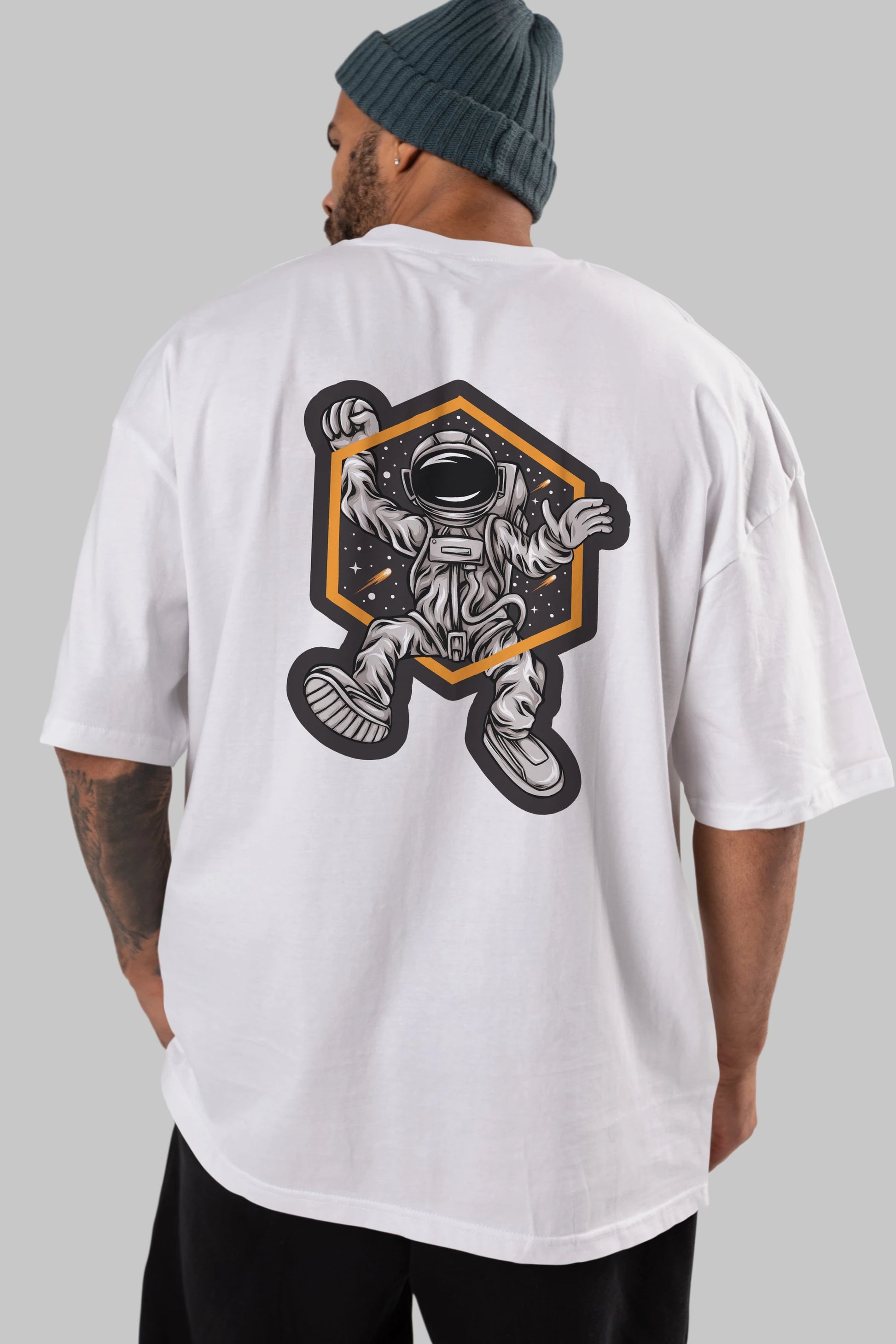 Astrofun Sticker Arka Baskılı Oversize t-shirt Erkek Kadın Unisex