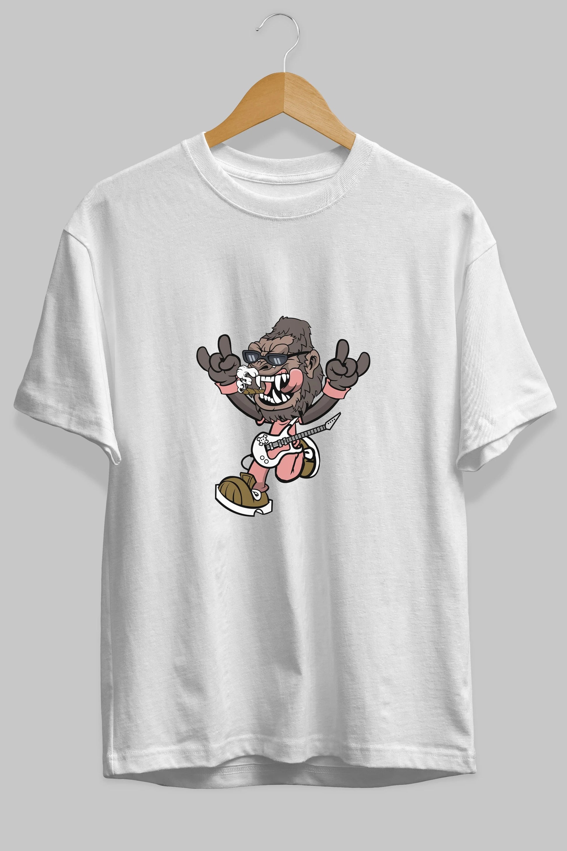 Gorilla Metal Ön Baskılı Oversize t-shirt Erkek Kadın Unisex %100 Pamuk tişort