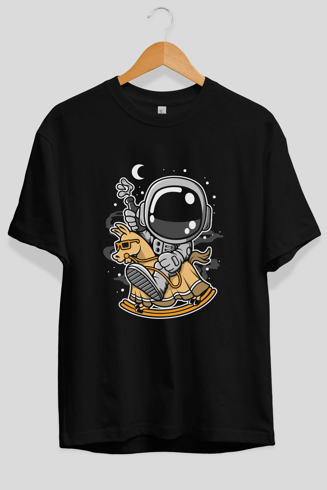 Astronaut RidingToy Horse Ön Baskılı Oversize t-shirt Erkek Kadın Unisex