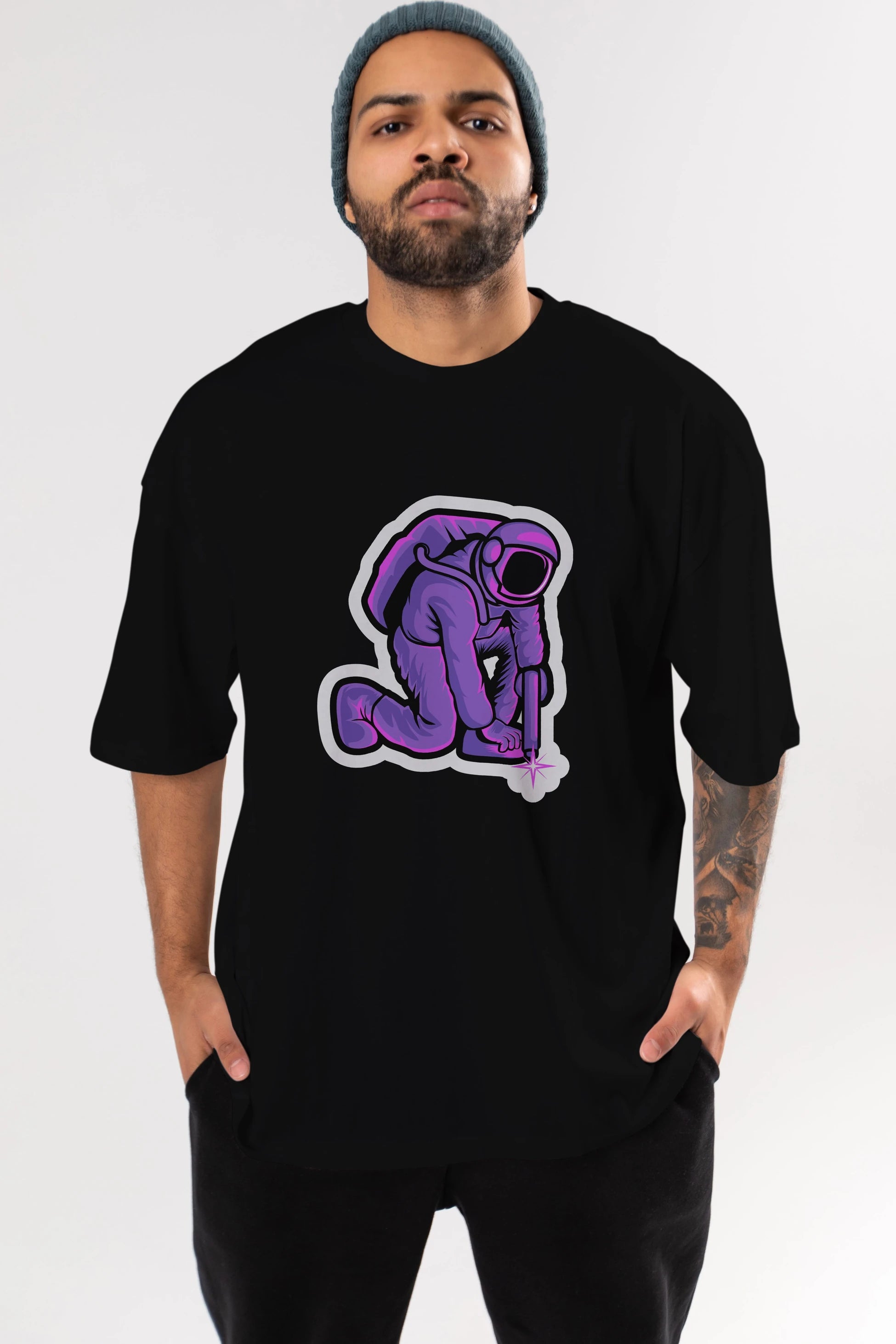 Welding in Space Sticker Ön Baskılı Oversize t-shirt Erkek Kadın Unisex