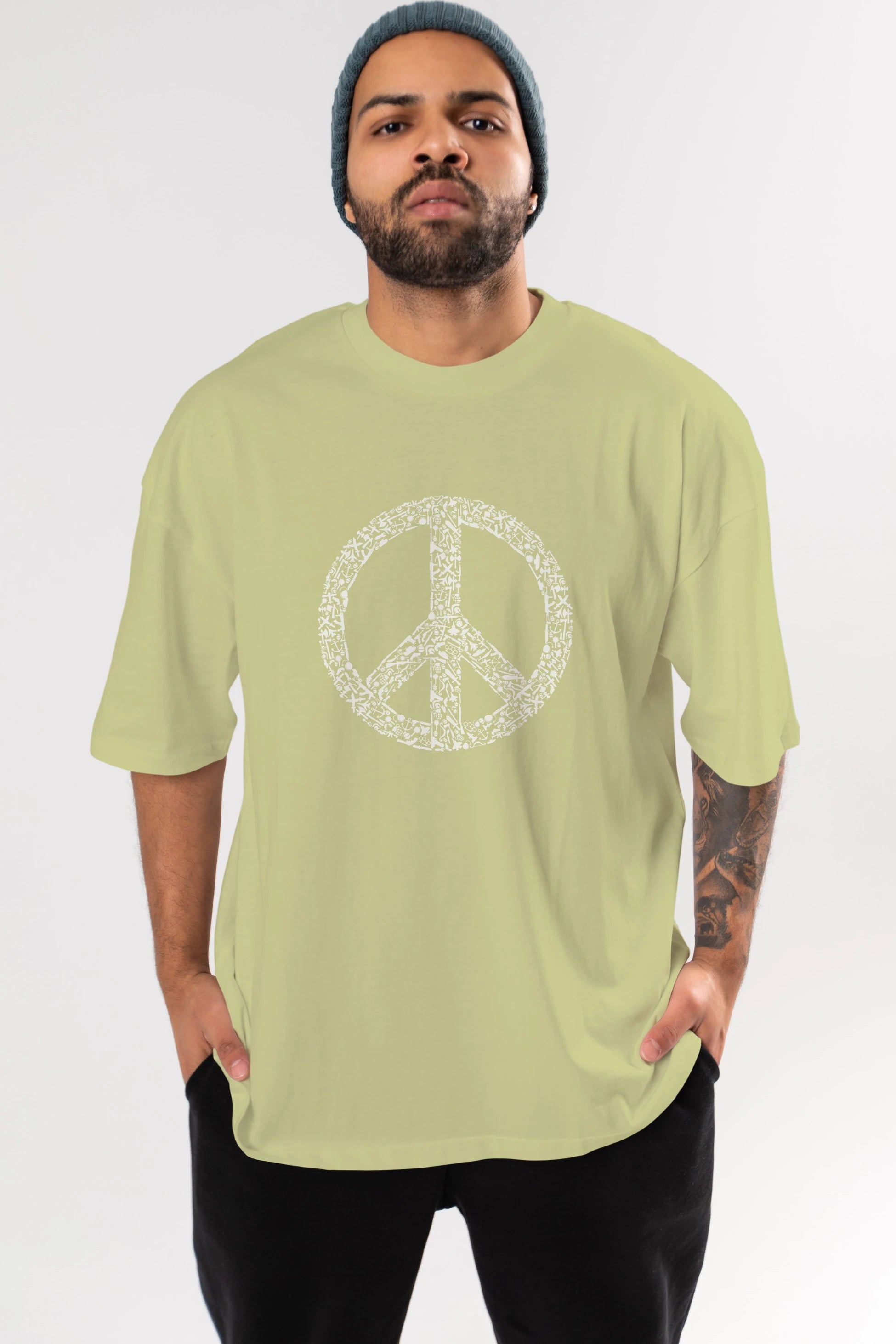 War Peace Ön Baskılı Oversize t-shirt %100 pamuk Erkek Kadın Unisex