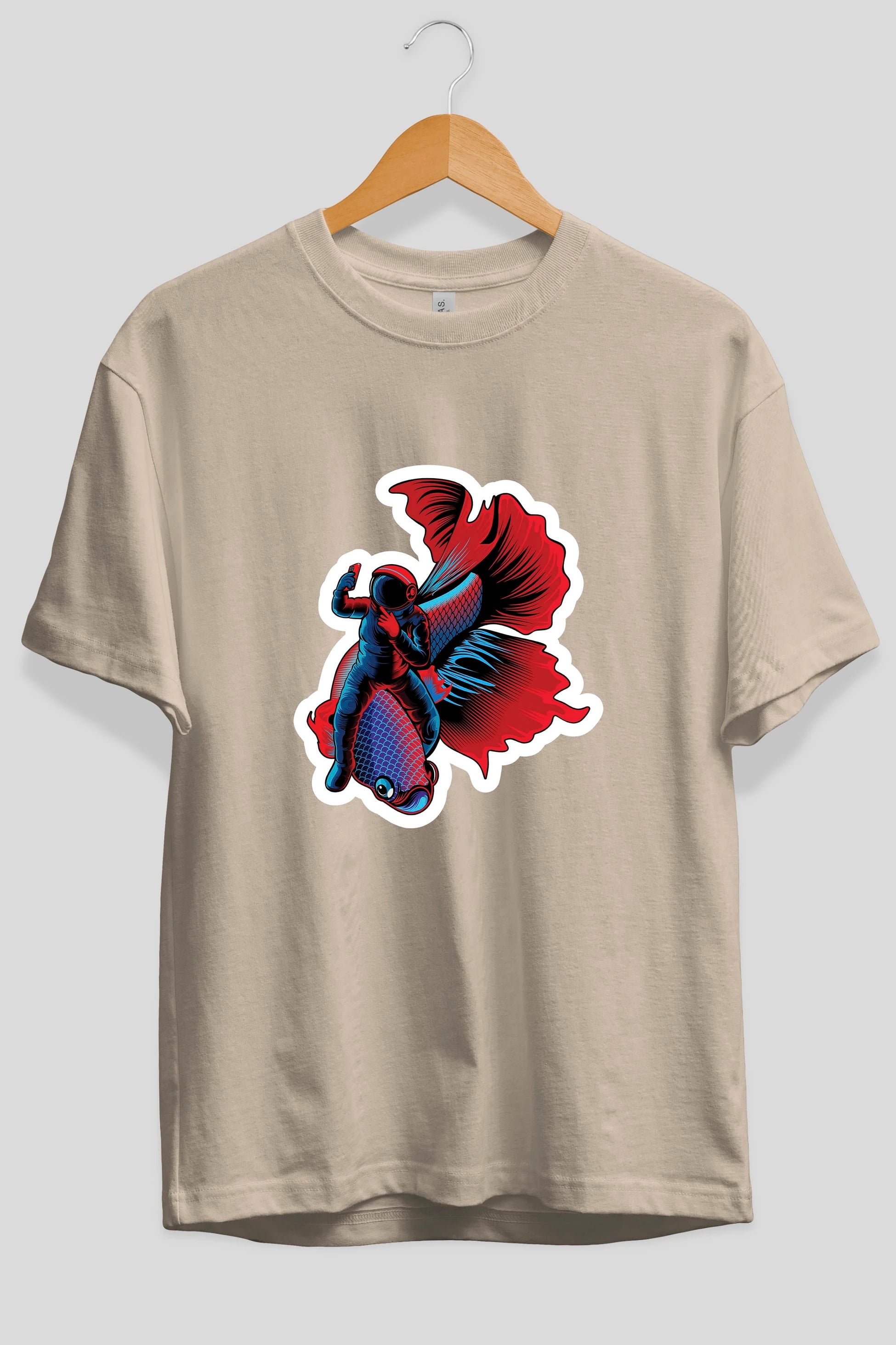 Astrofish selfie sticker Ön Baskılı Oversize t-shirt Erkek Kadın Unisex