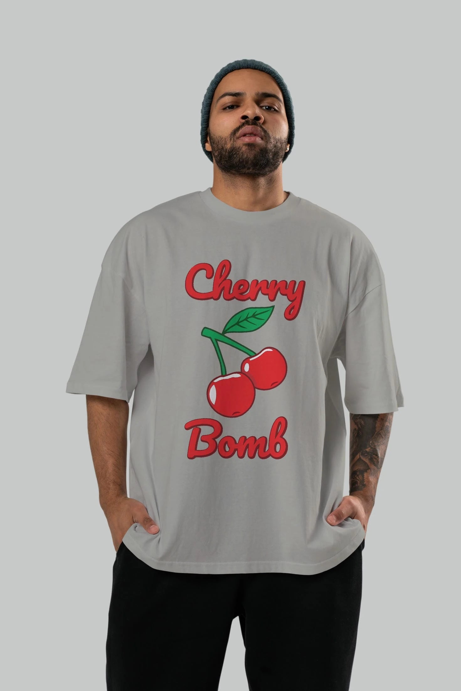 Cherry Bomb Cherries 1 Ön Baskılı Oversize t-shirt Erkek Kadın Pamuk Bisiklet Yaka tişort