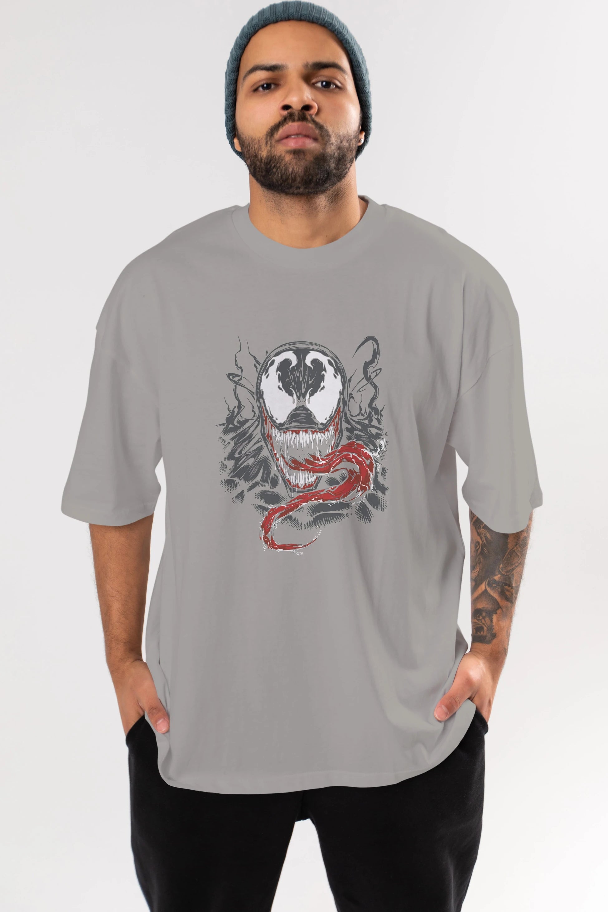 Venom (18) Ön Baskılı Oversize t-shirt Erkek Kadın Unisex %100 Pamuk Bisiklet Yaka tişort