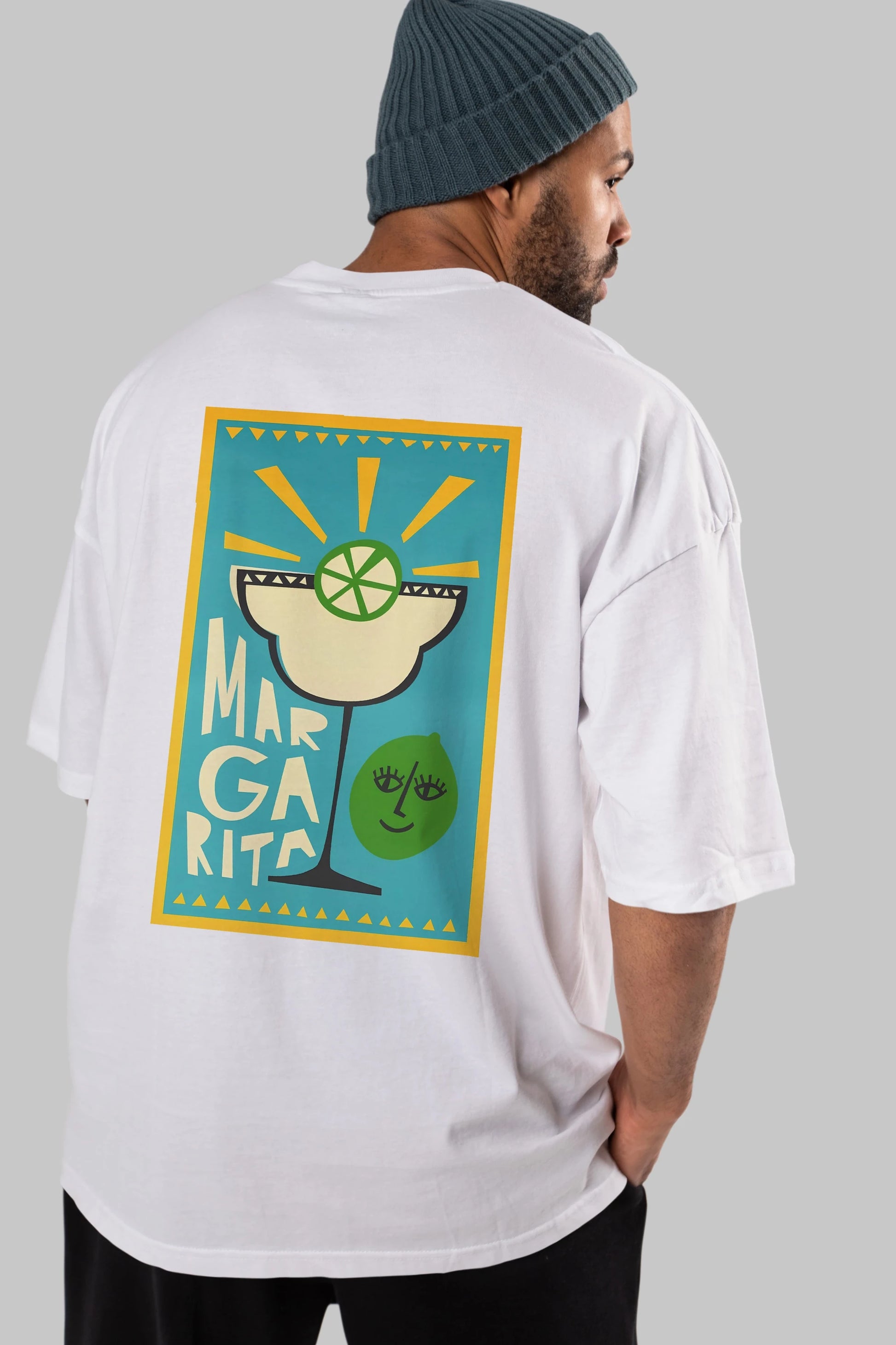 Margarita 4 Arka Baskılı Oversize t-shirt Erkek Kadın Unisex %100 Pamuk Bisiklet Yaka tişort