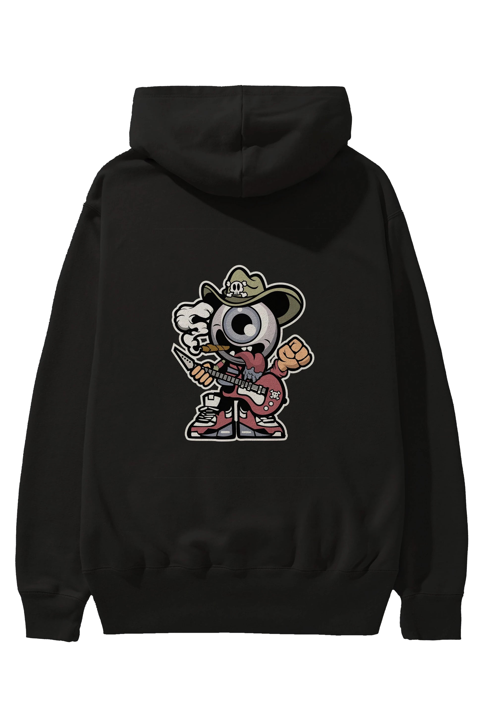 Eyeball Rockstar Cowboy Arka Baskılı Hoodie Oversize Kapüşonlu Sweatshirt Erkek Kadın Unisex