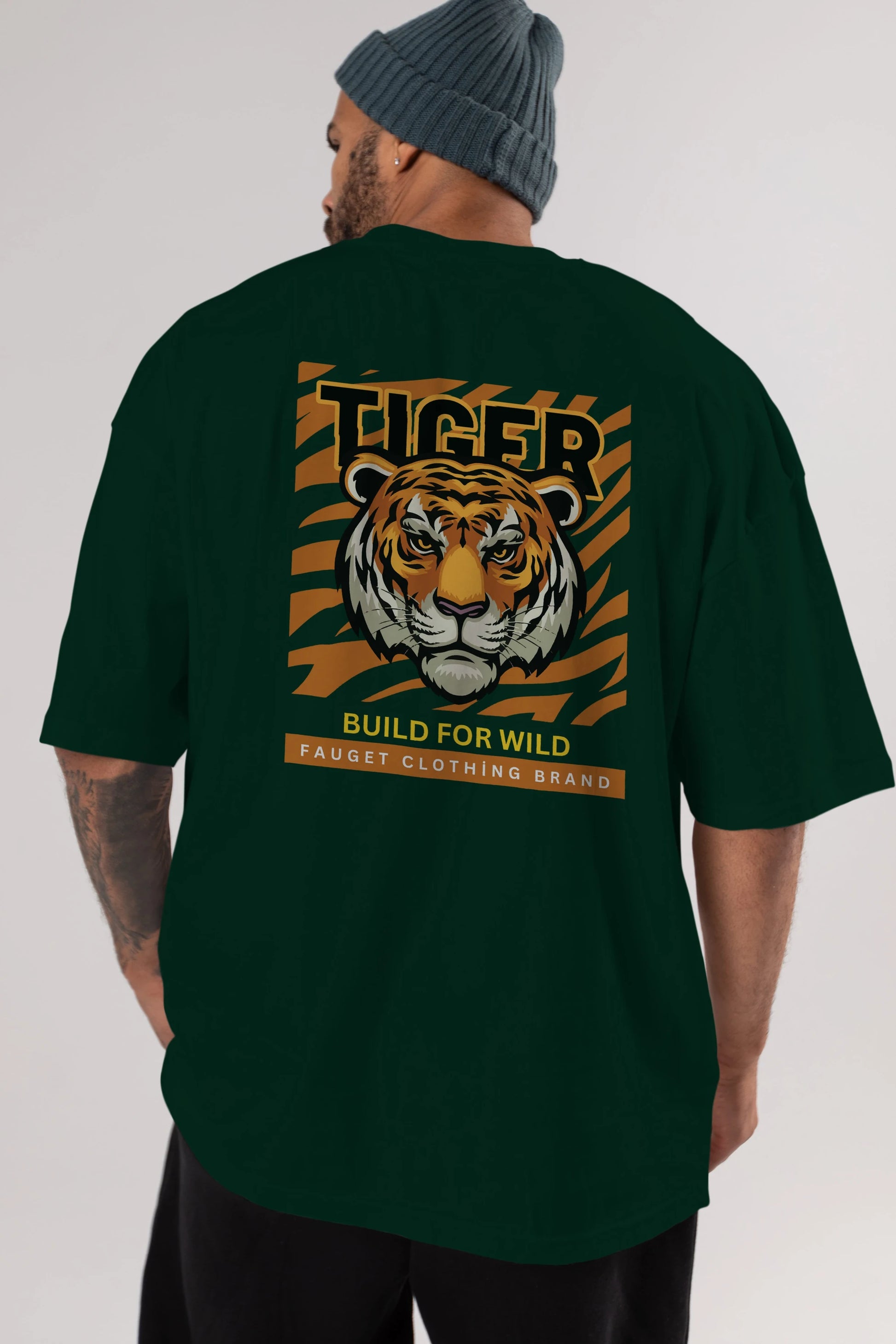 Tiger Arka Baskılı Oversize t-shirt Erkek Kadın Unisex