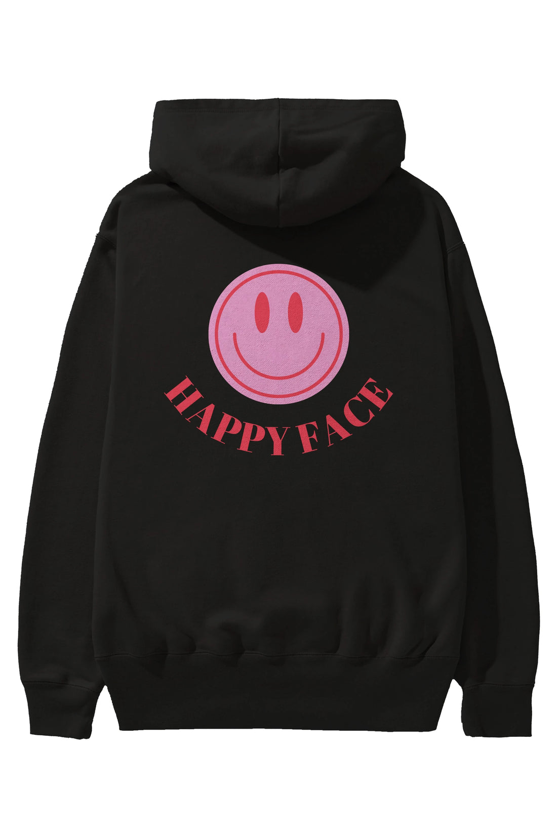 Happy Face Yazılı Arka Baskılı Oversize Hoodie Kapüşonlu Sweatshirt Erkek Kadın Unisex