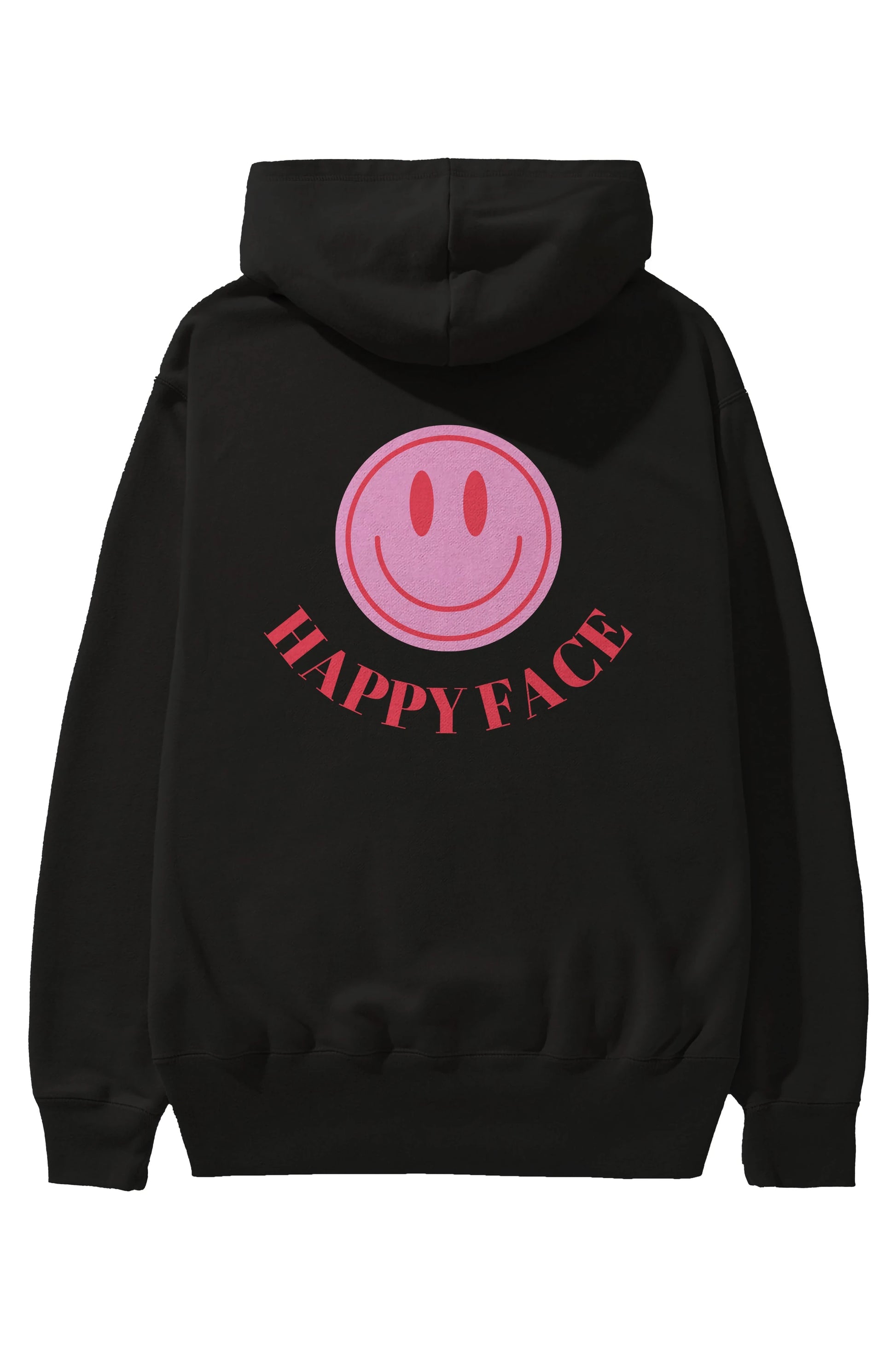 Happy Face Yazılı Arka Baskılı Oversize Hoodie Kapüşonlu Sweatshirt Erkek Kadın Unisex