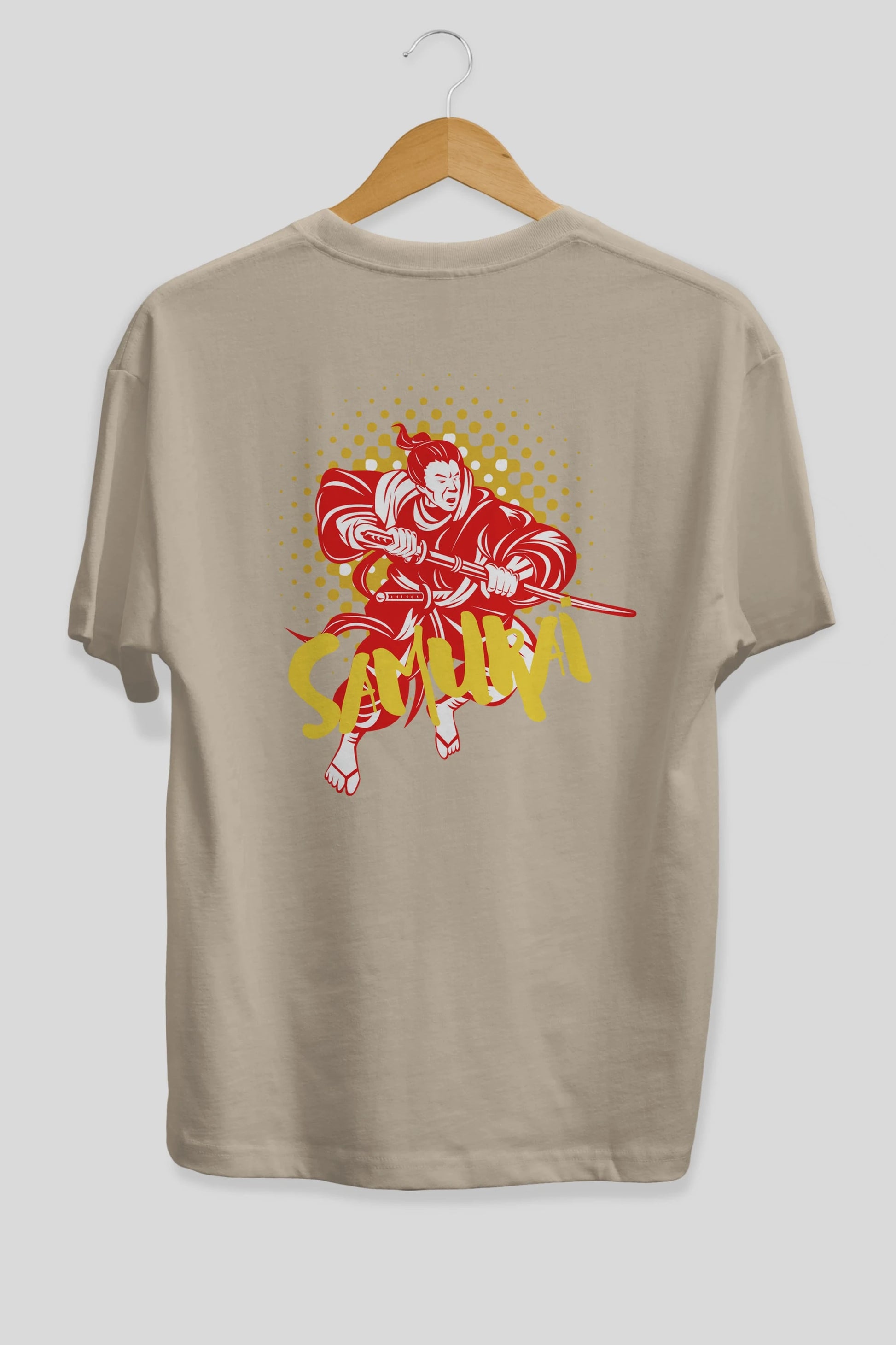 Samurai Arka Baskılı Oversize t-shirt Erkek Kadın Unisex