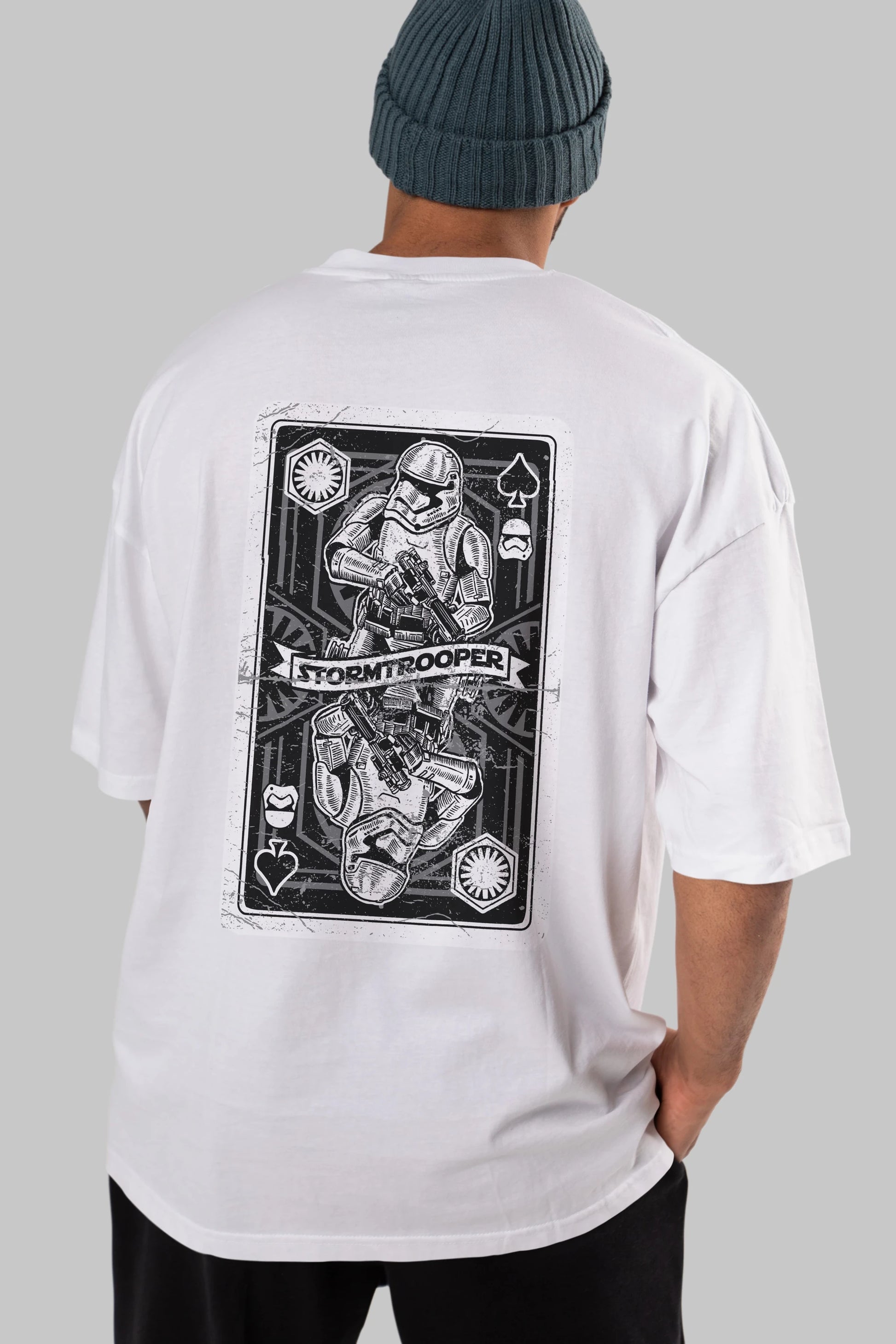 Stormtrooper Playing Card Arka Baskılı Oversize t-shirt Erkek Kadın Unisex %100 Pamuk
