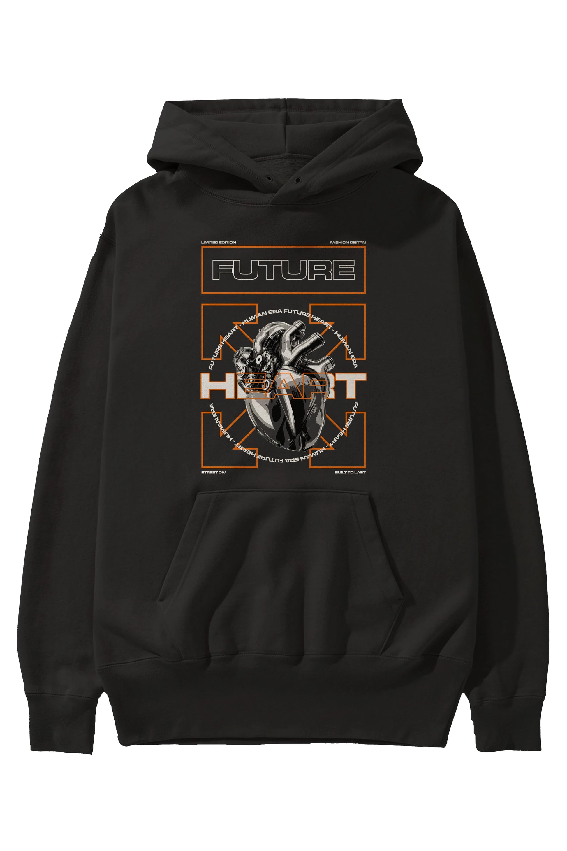 Future Heart Ön Baskılı Hoodie Oversize Kapüşonlu Sweatshirt Erkek Kadın Unisex