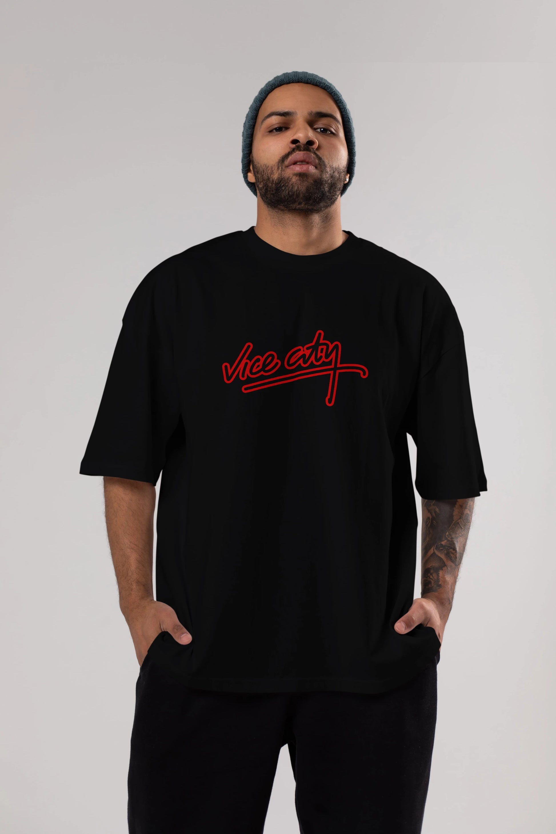 Vice City Ön Baskılı Oversize t-shirt %100 pamuk Erkek Kadın Unisex