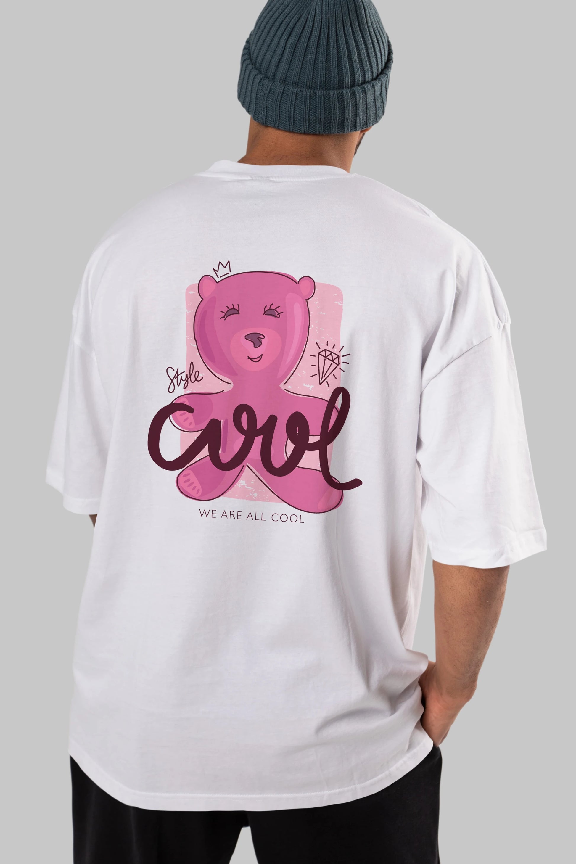 Cool Style Bear Arka Baskılı Oversize t-shirt Erkek Kadın Unisex