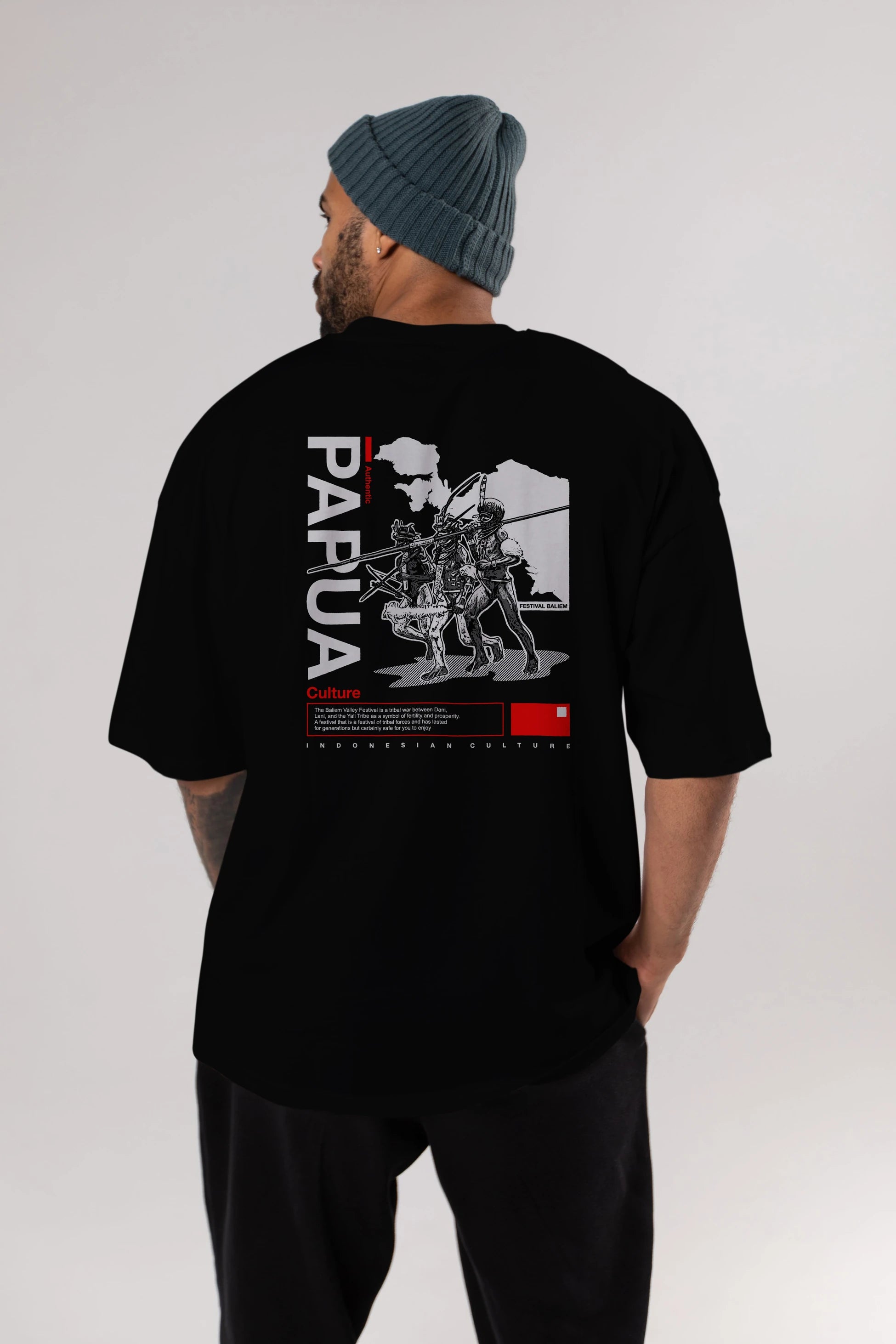Papua Culture Arka Baskılı Oversize t-shirt Erkek Kadın Unisex