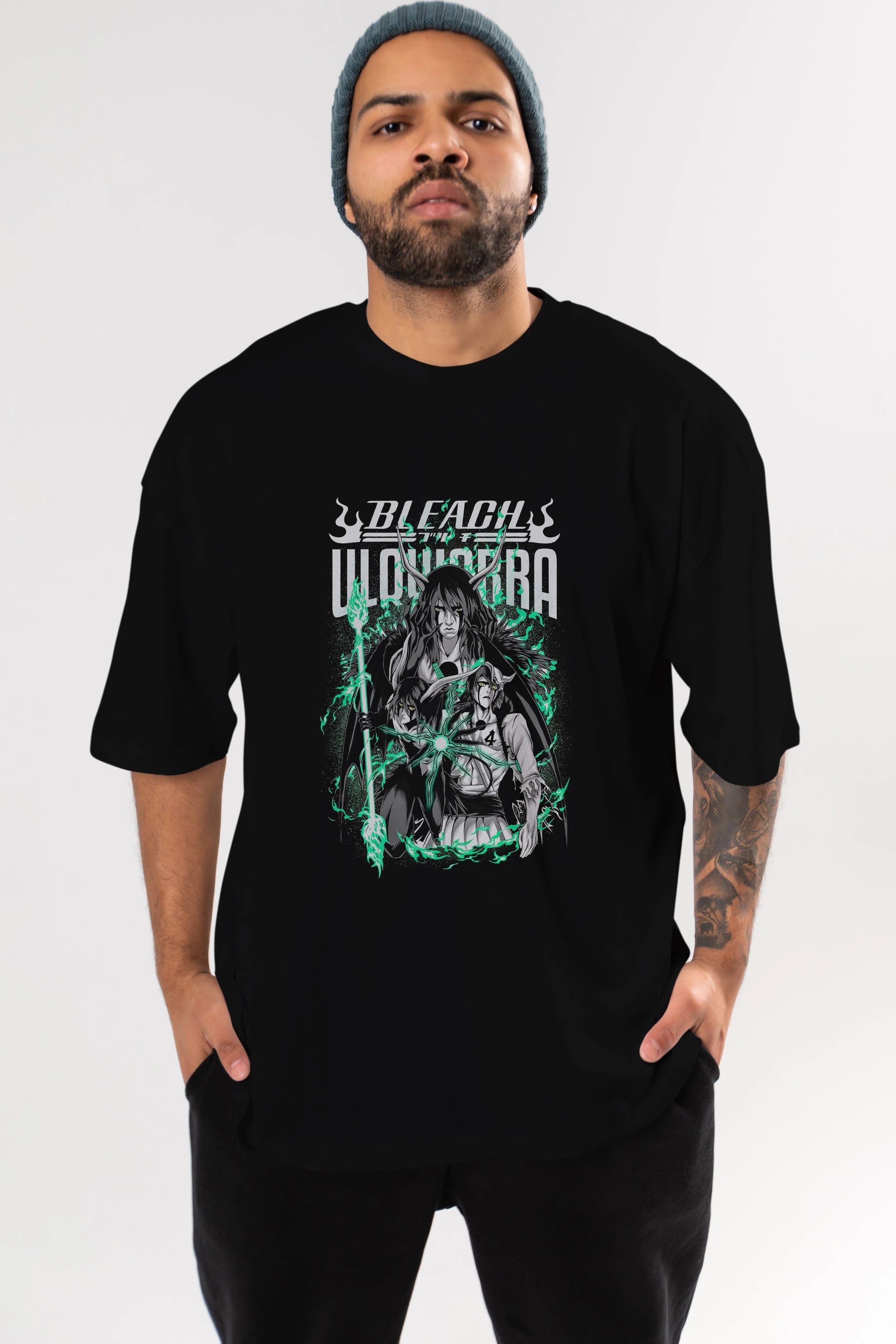 BLEACH(ULQUIARRA) Anime Ön Baskılı Oversize t-shirt %100 pamuk Erkek Kadın Unisex