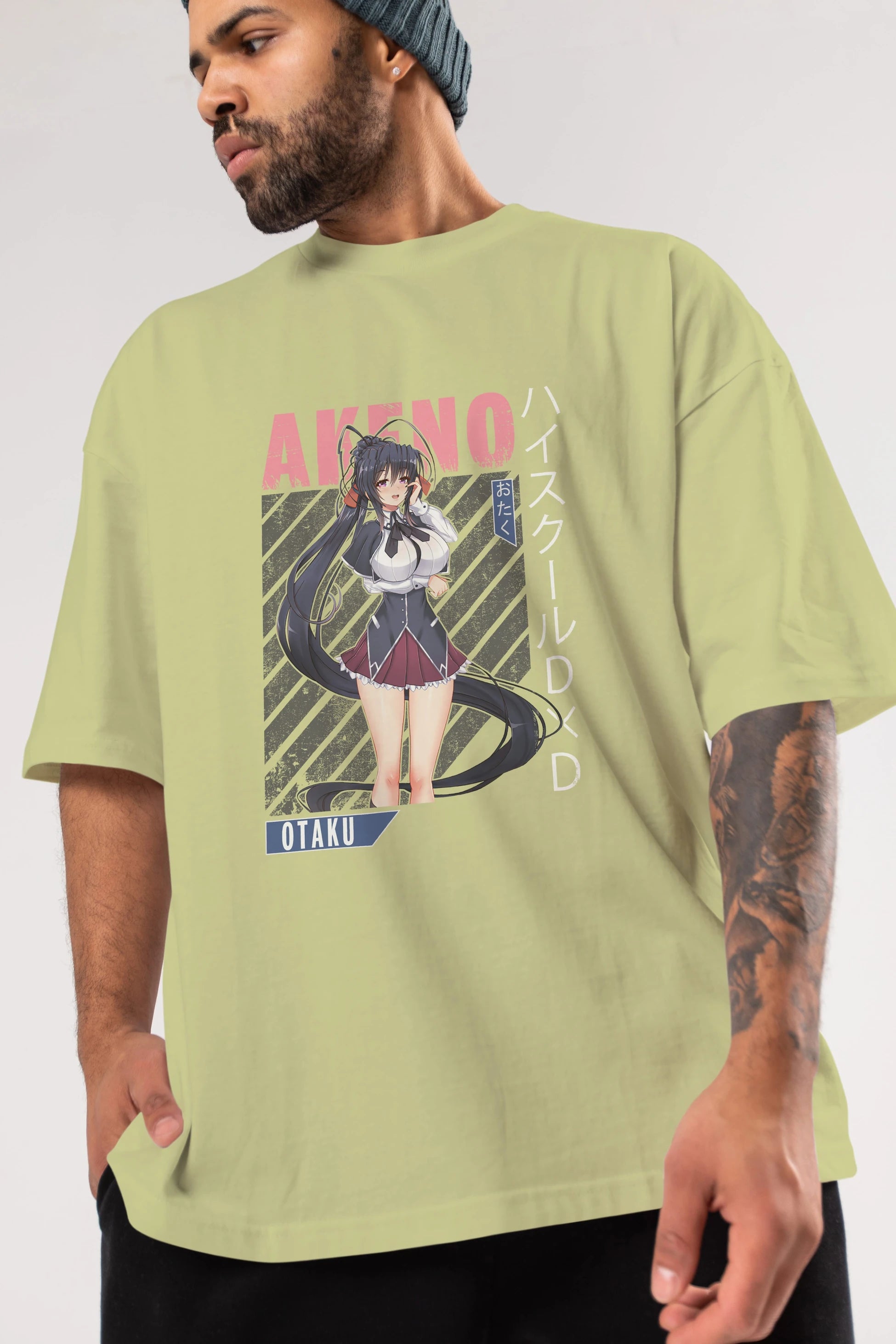 Akeno Himejima 4 Anime Ön Baskılı Oversize t-shirt %100 pamuk Erkek Kadın Unisex