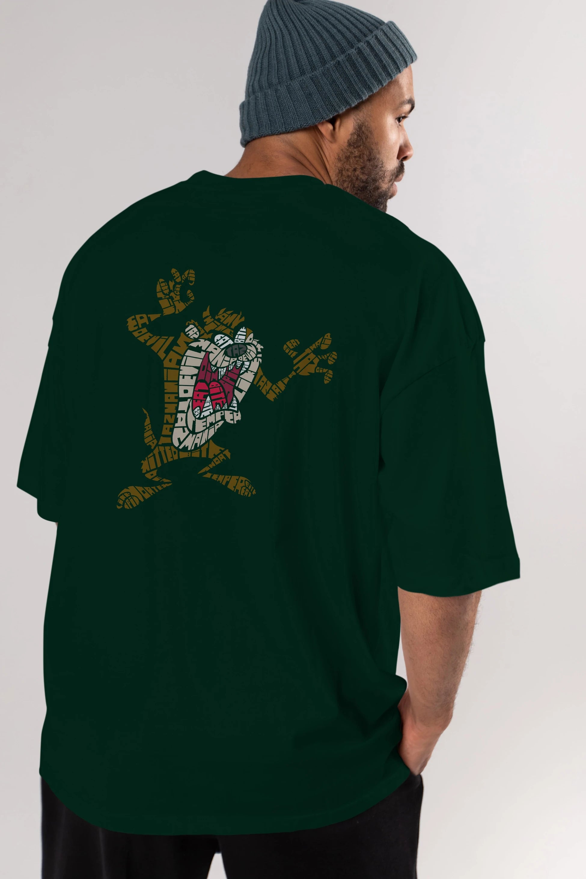 Tazmania Arka Baskılı Oversize t-shirt %100 pamuk Erkek Kadın Unisex