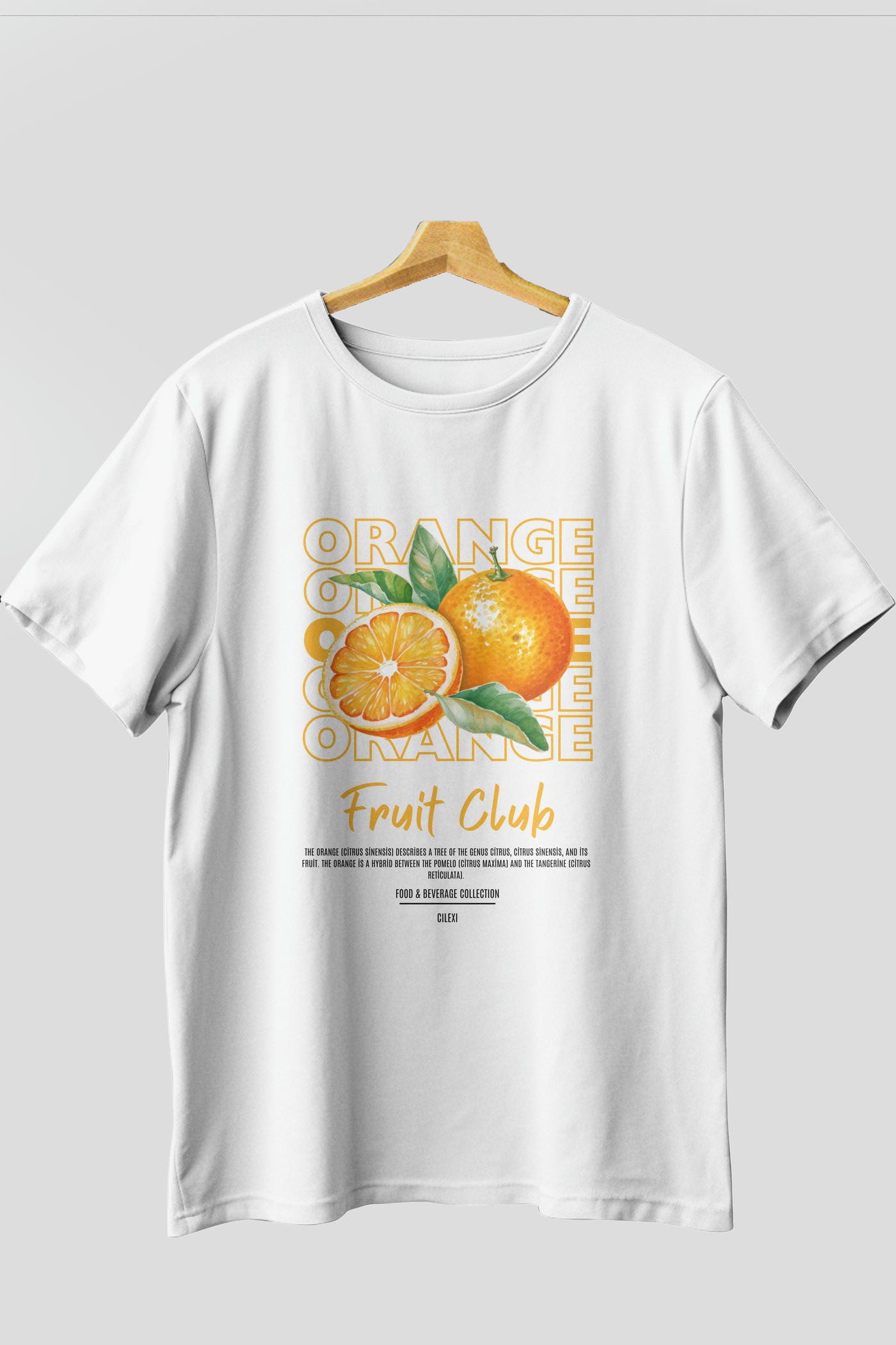 Orange Ön Baskılı Oversize t-shirt Erkek Kadın Pamuk Bisiklet Yaka tişort