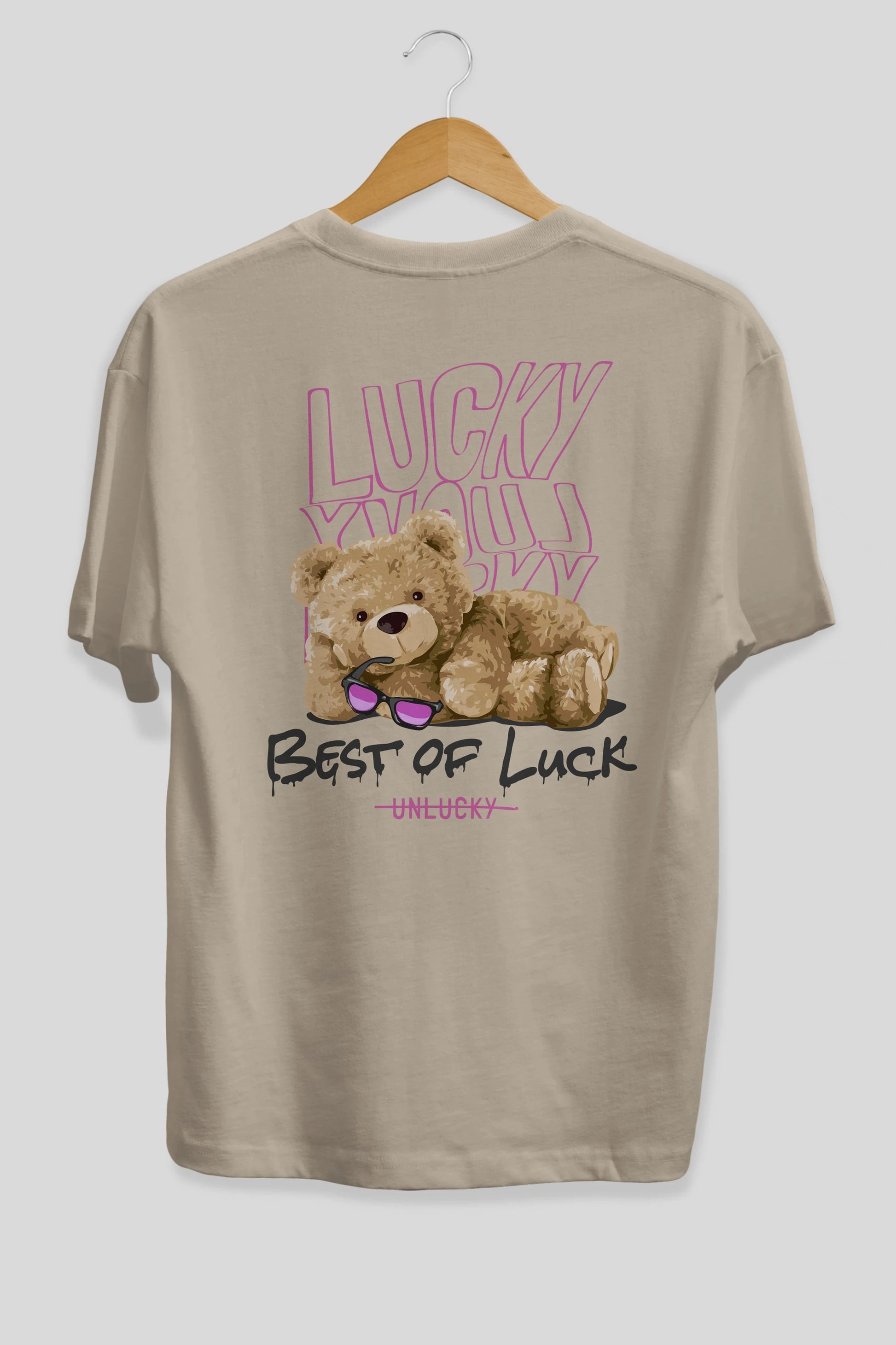 Best of Lucky Bear Arka Baskılı Oversize t-shirt Erkek Kadın Unisex