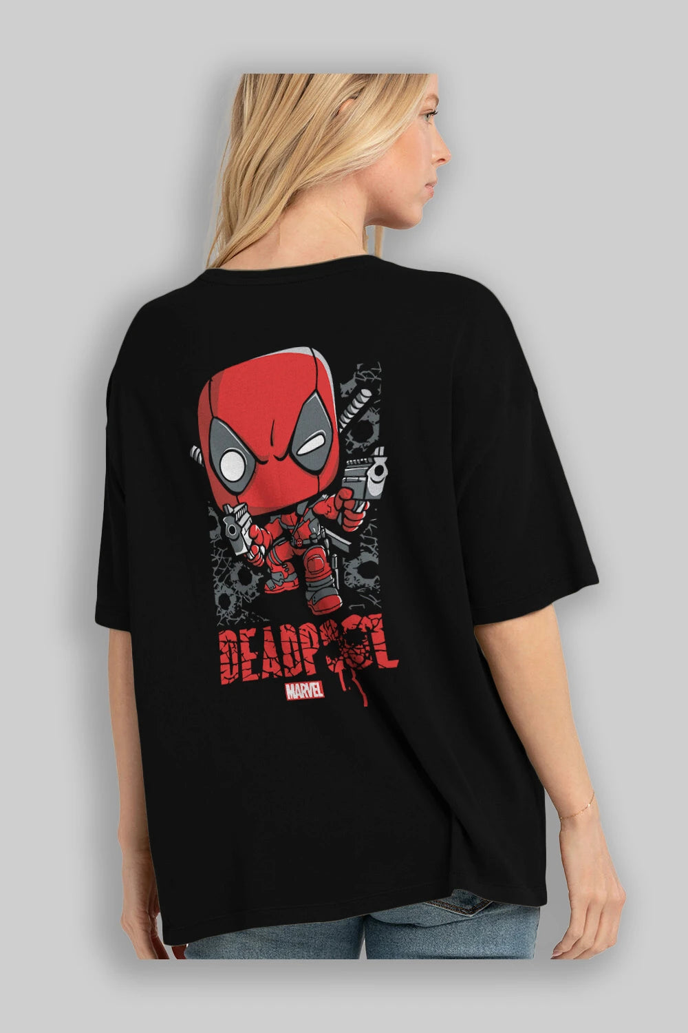 Deadpool (8) Arka Baskılı Oversize t-shirt Erkek Kadın Unisex %100 Pamuk Bisiklet Yaka tişort