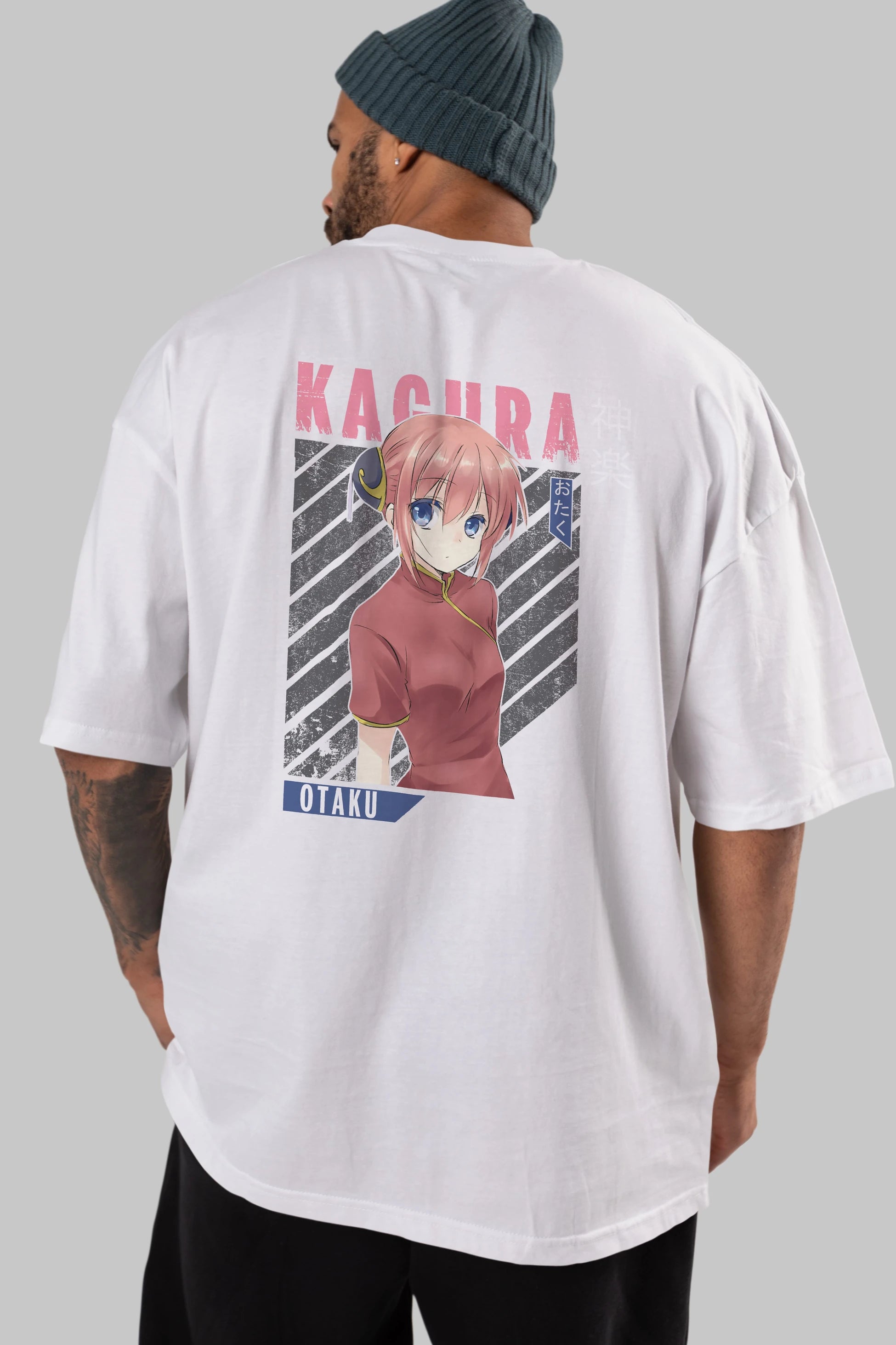 Kagura GINTAMA Anime Arka Baskılı Oversize t-shirt Erkek Kadın Unisex