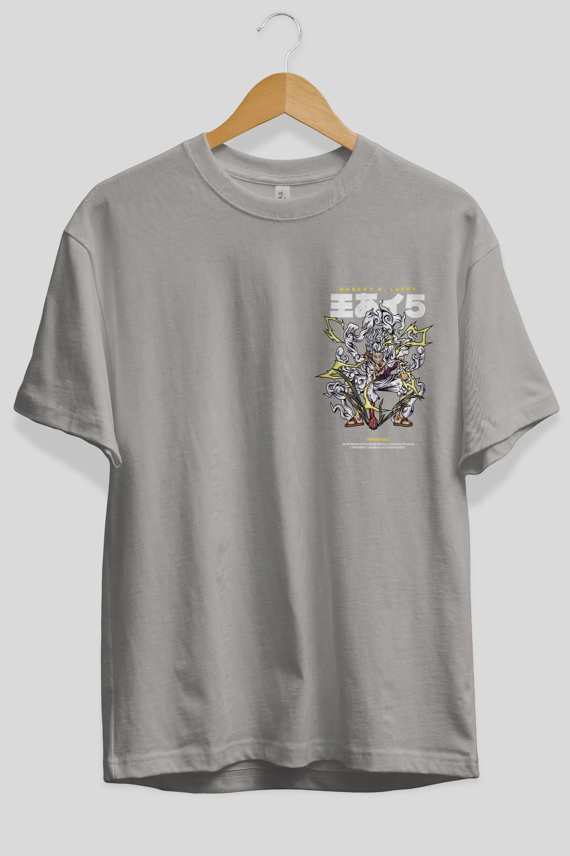 Monkey D. Luffy Ön Sol Baskılı Oversize t-shirt Erkek Kadın Unisex %100 Pamuk Bisiklet Yaka tişort