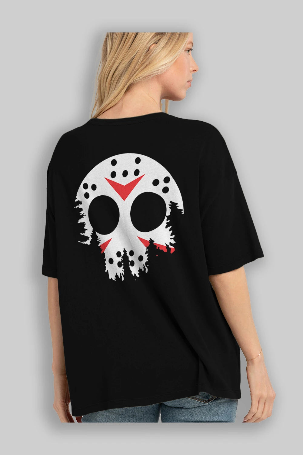 Jason Moon Arka Baskılı Oversize t-shirt %100 pamuk Erkek Kadın Unisex