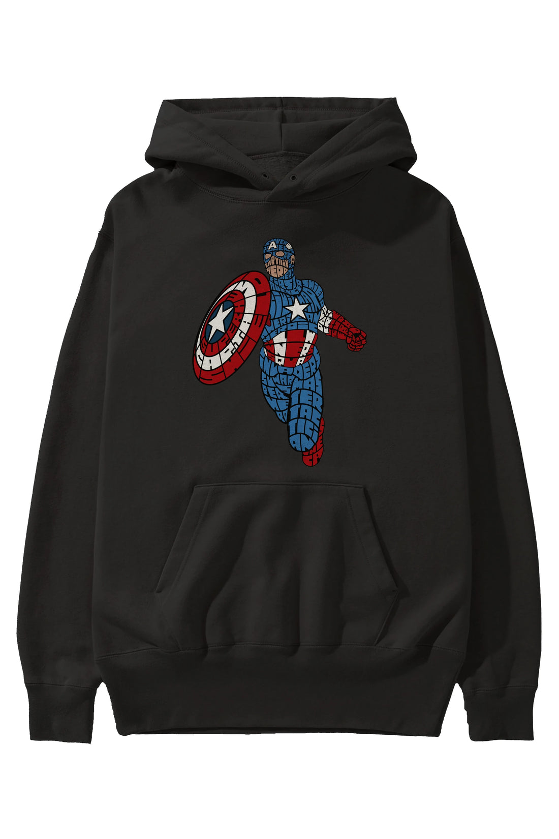 Star and Stripes Hero Ön Baskılı Hoodie Oversize Kapüşonlu Sweatshirt Erkek Kadın Unisex