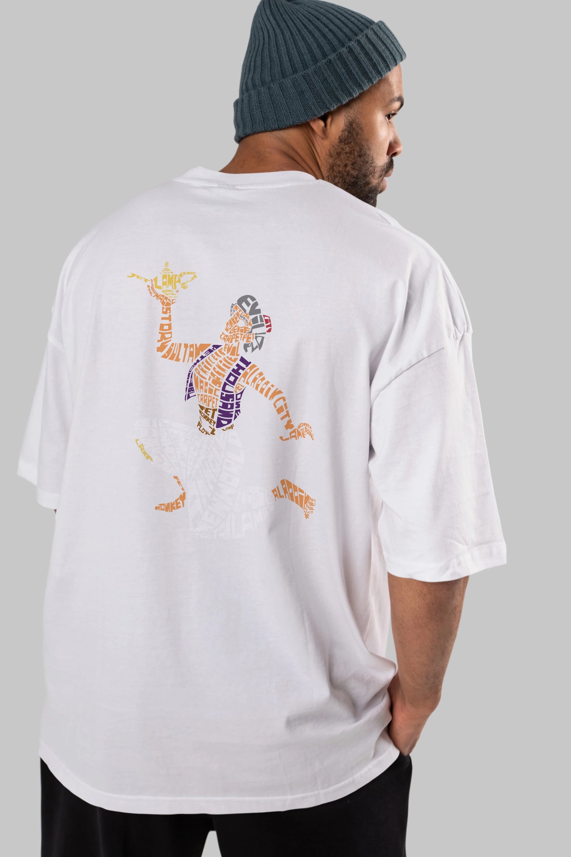 Aladdin Arka Baskılı Oversize t-shirt %100 pamuk Erkek Kadın Unisex
