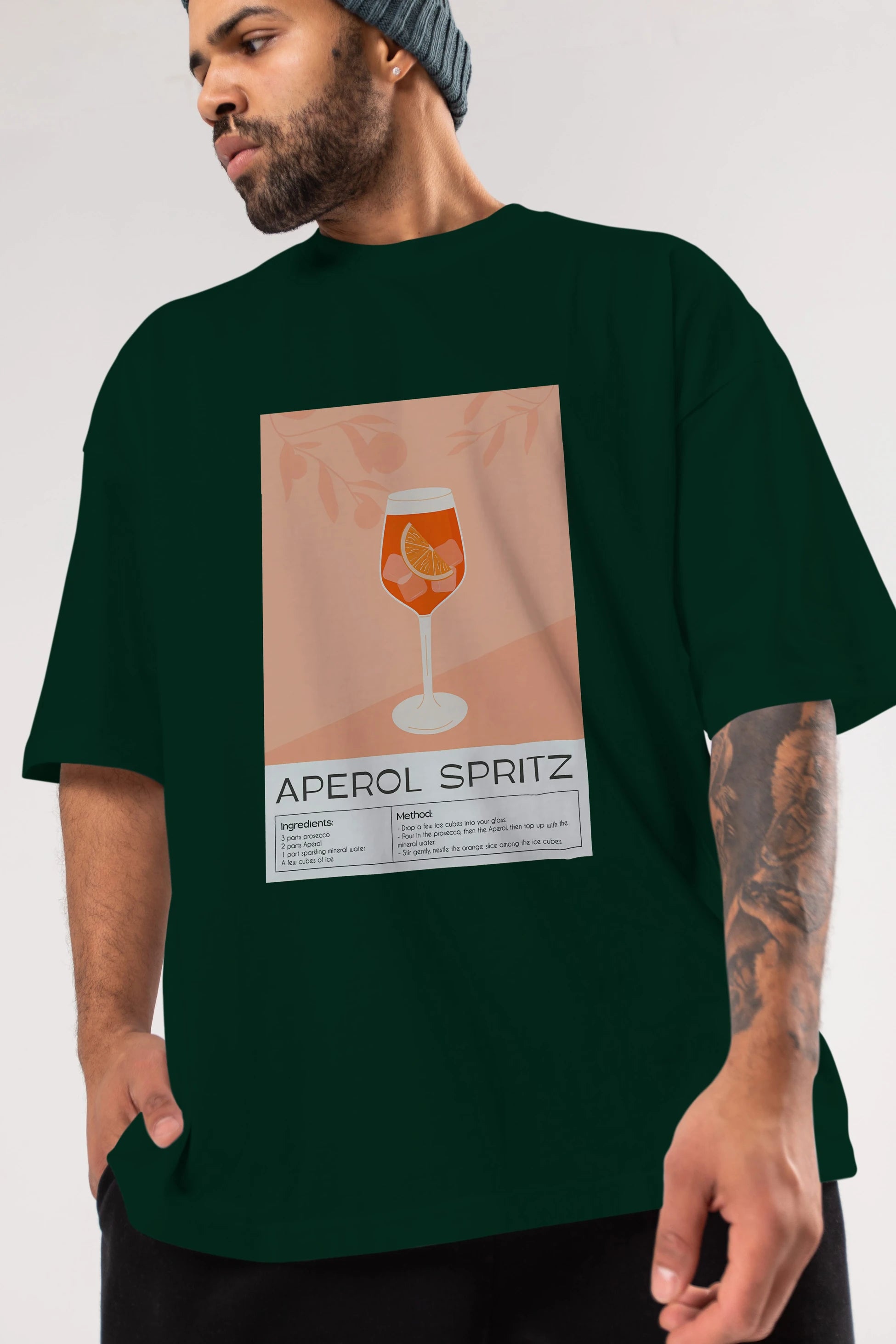 Aperol Spritz 7 Ön Baskılı Oversize t-shirt Erkek Kadın Unisex %100 Pamuk Bisiklet Yaka tişort