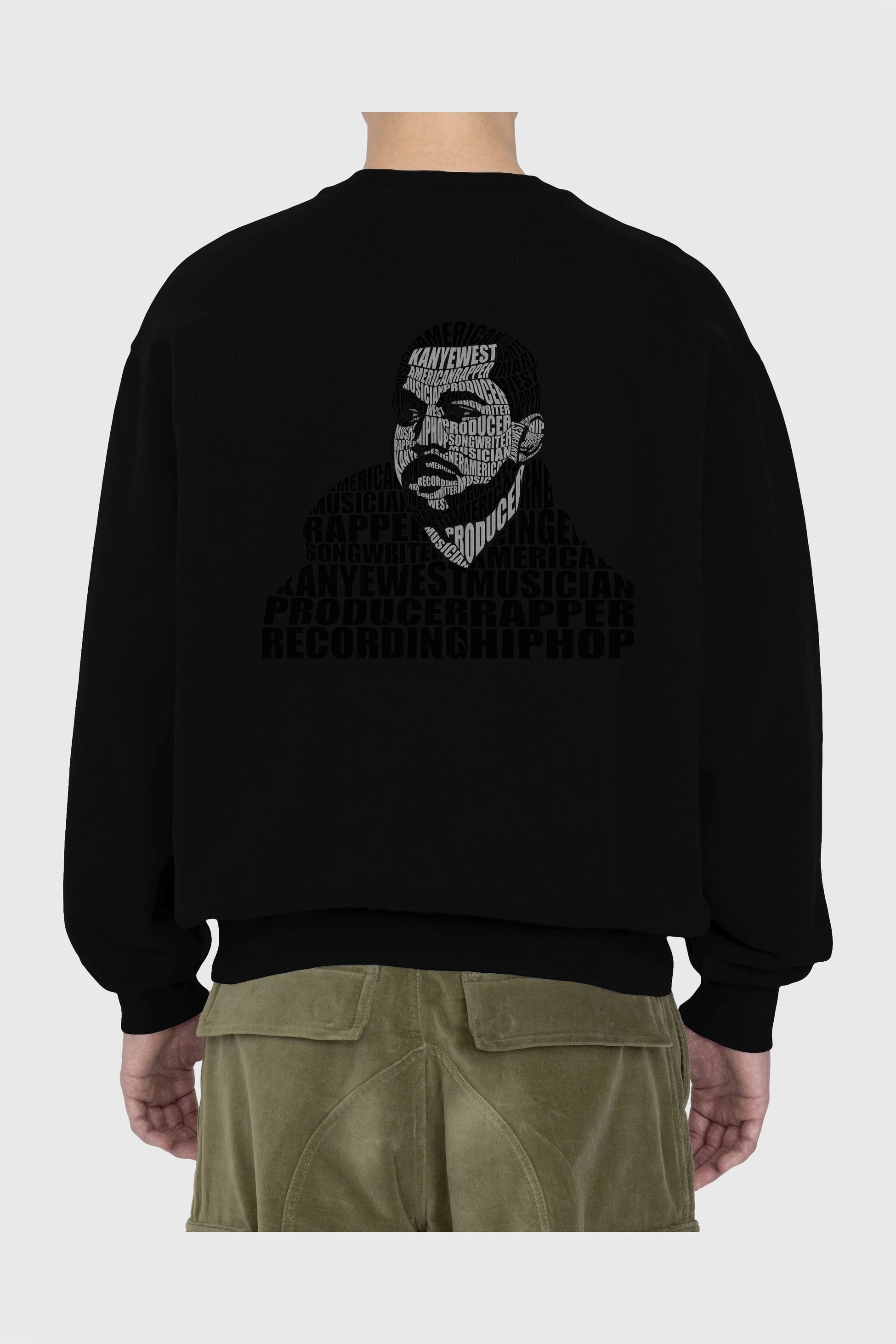 Kanye West Calligram Arka Baskılı Oversize Sweatshirt Erkek Kadın Unisex