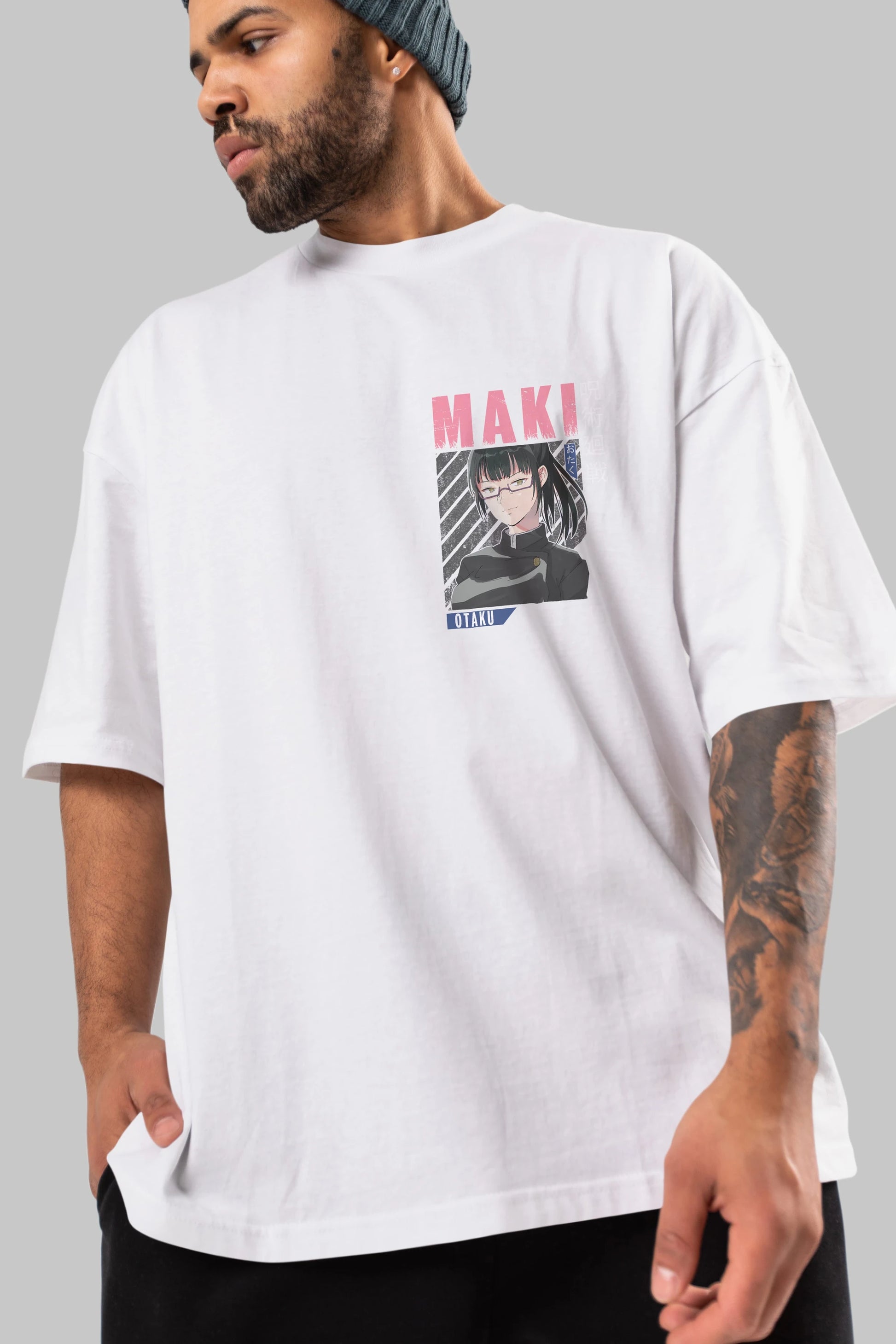 Maki Zenin CHAINSAWMAN 1 Ön Sol Baskılı Oversize t-shirt Erkek Kadın Unisex %100 Pamuk Bisiklet Yaka tişort