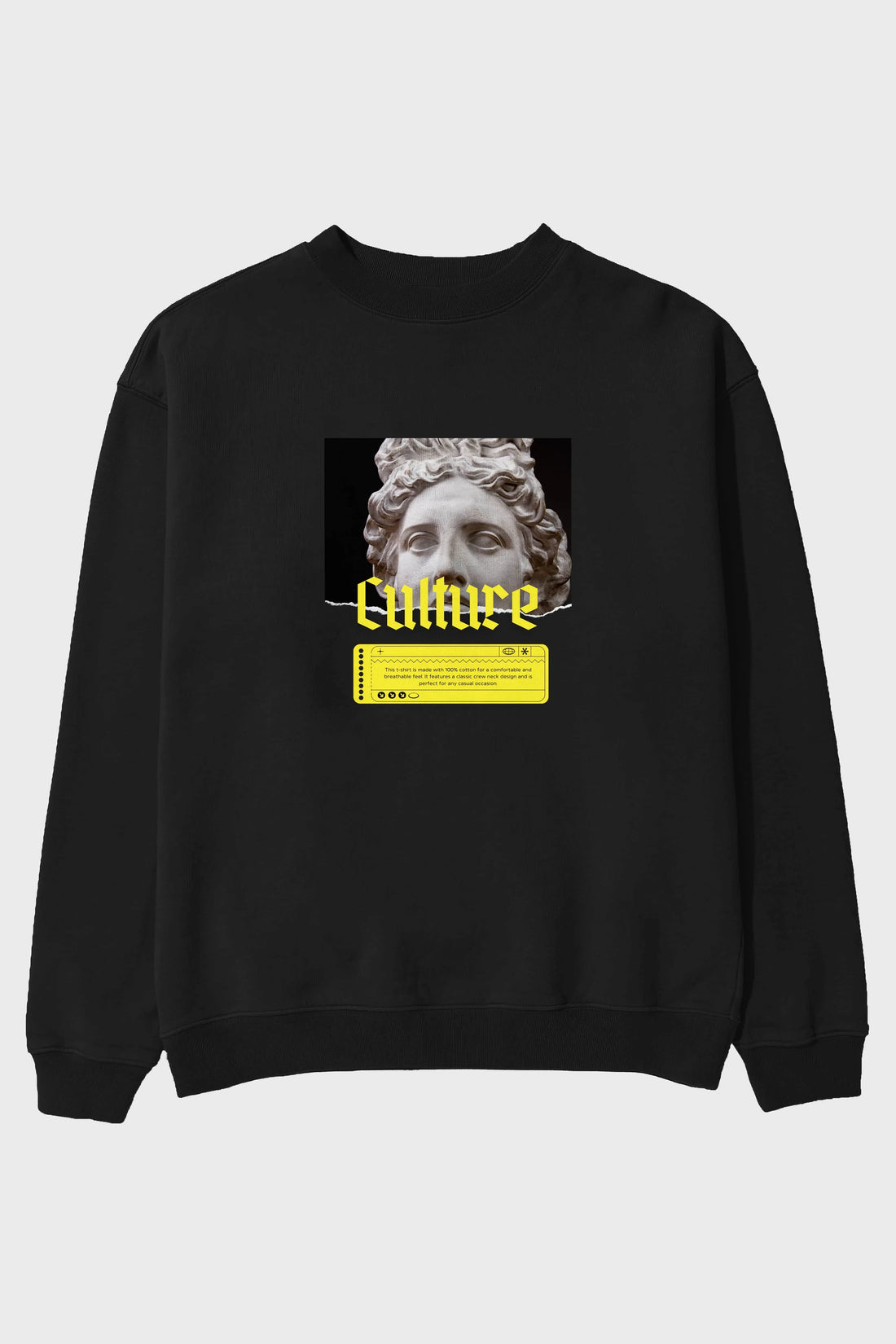 Culture Yazılı Ön Baskılı Oversize Sweatshirt Erkek Kadın Unisex